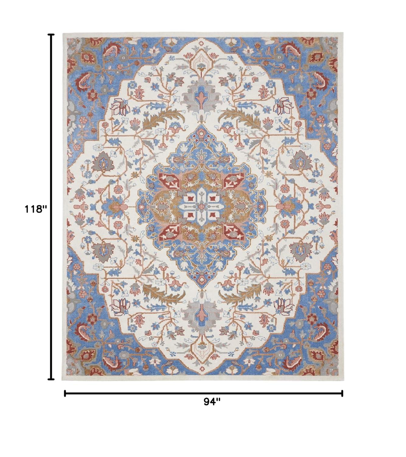 Nourison Elation Floral Medallion Indoor Rug Ivory Blue 7'10" x 9'10"