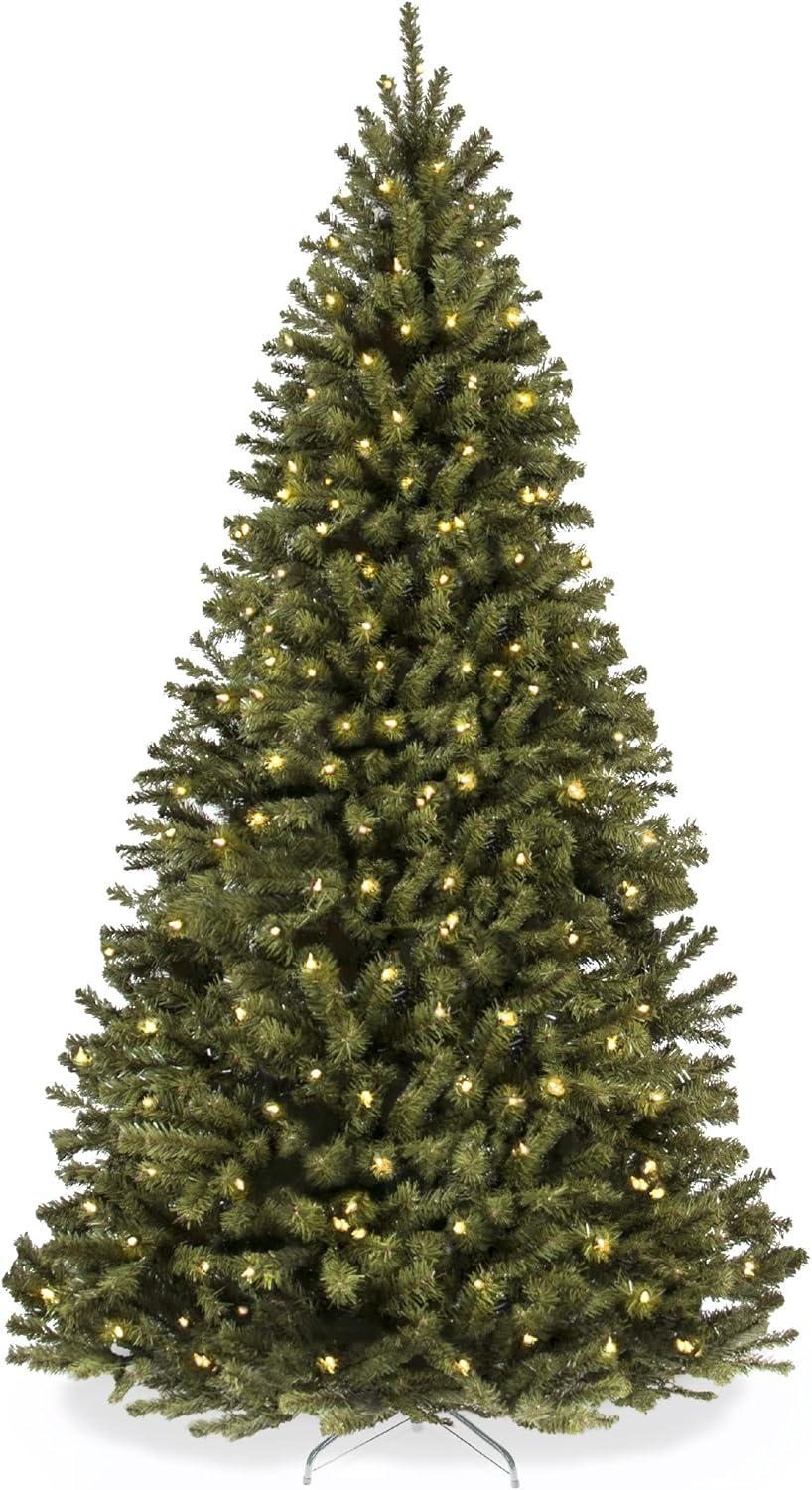 7.5ft Green Spruce Pre-Lit Artificial Christmas Tree with Metal Hinges