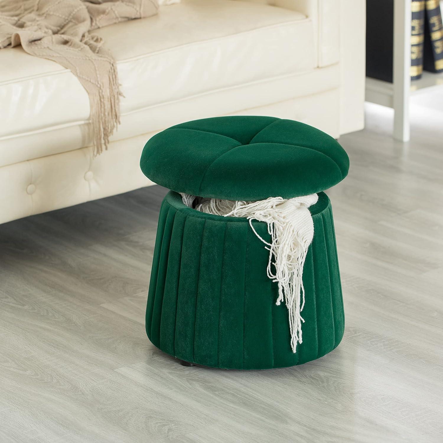 Modern Tufted Velvet Mushroom Shape Storage Ottoman Storage Stool Trunk