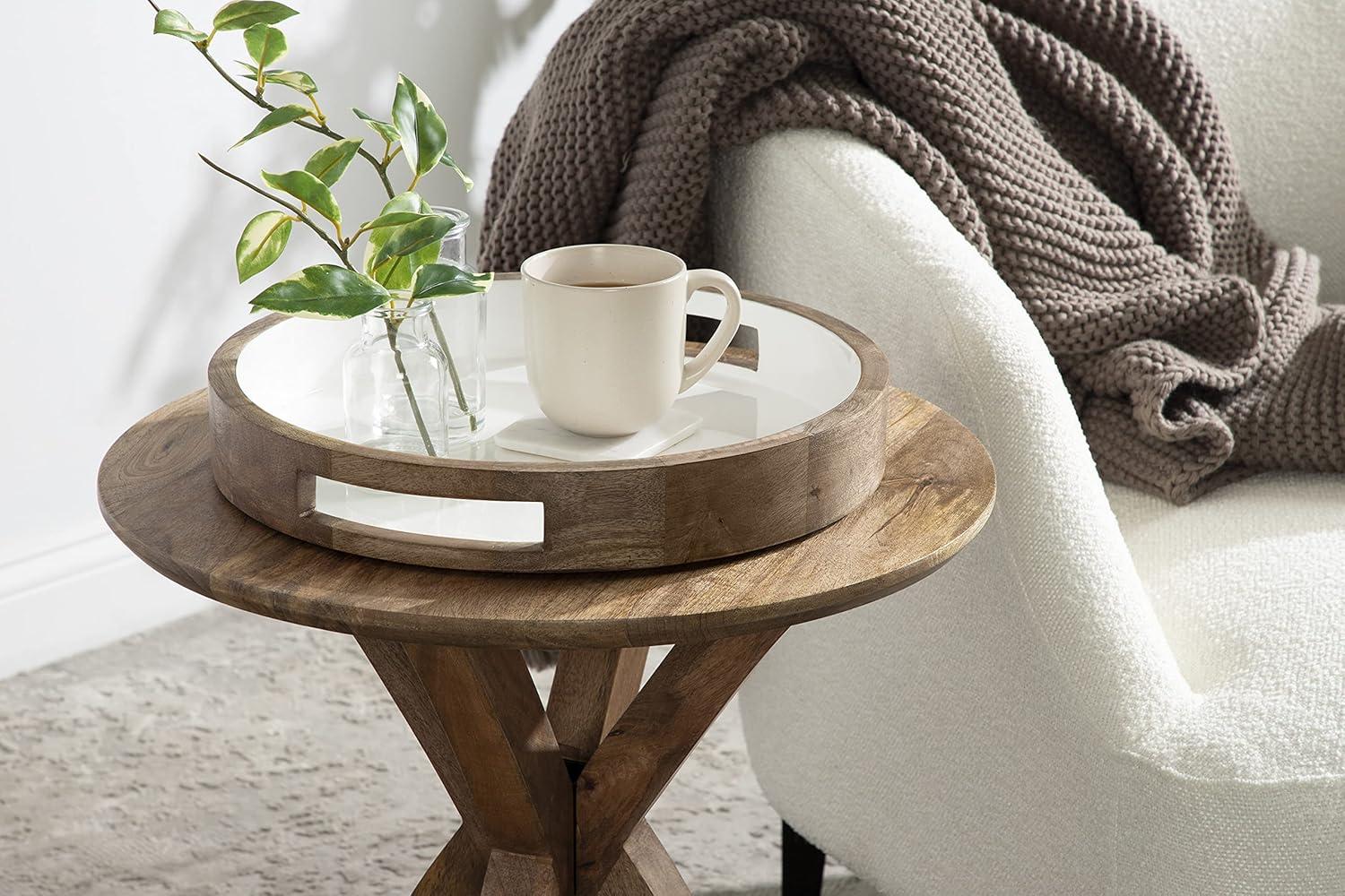 Kate and Laurel Ehrens Round Decorative Wood Tray