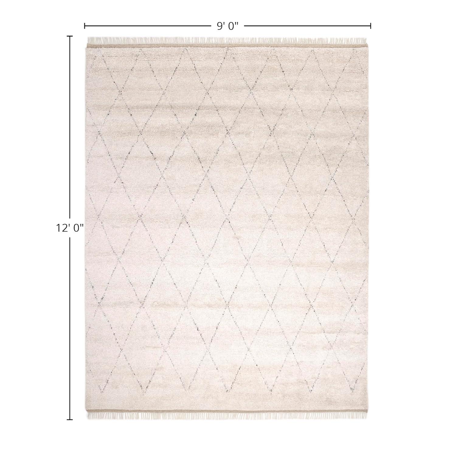 Ferra Hand-Knotted Wool-Blend Moroccan Style Shag Rug - 9' x 12'