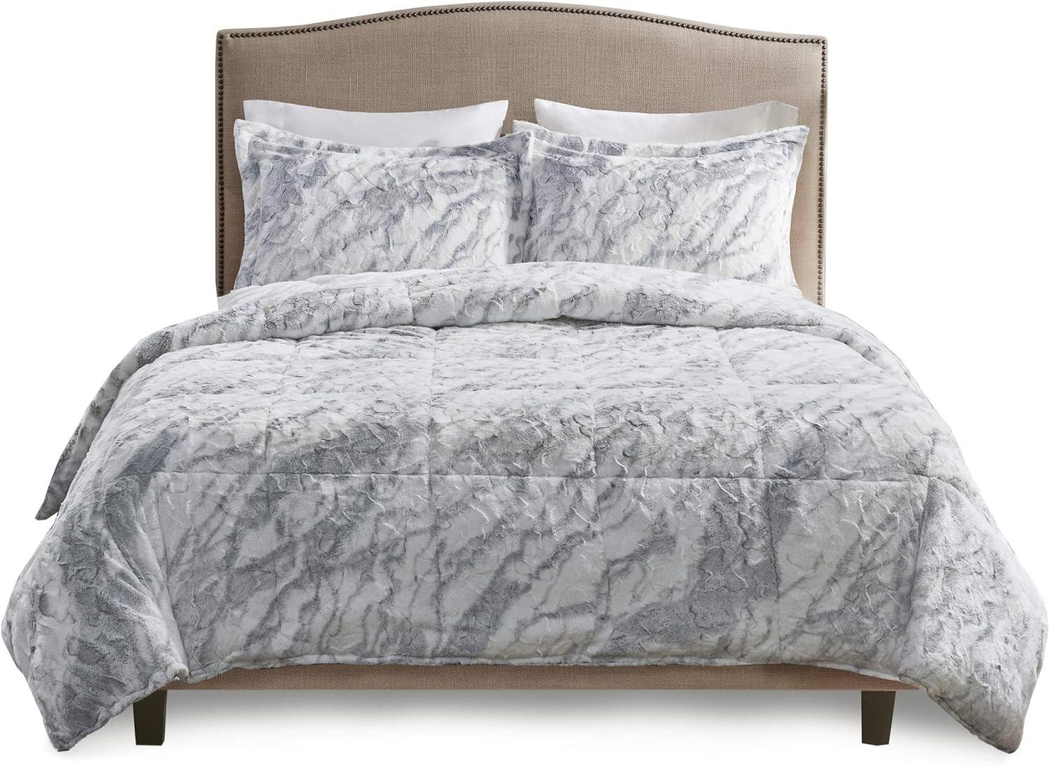 Lana Marble Faux Fur Comforter Set