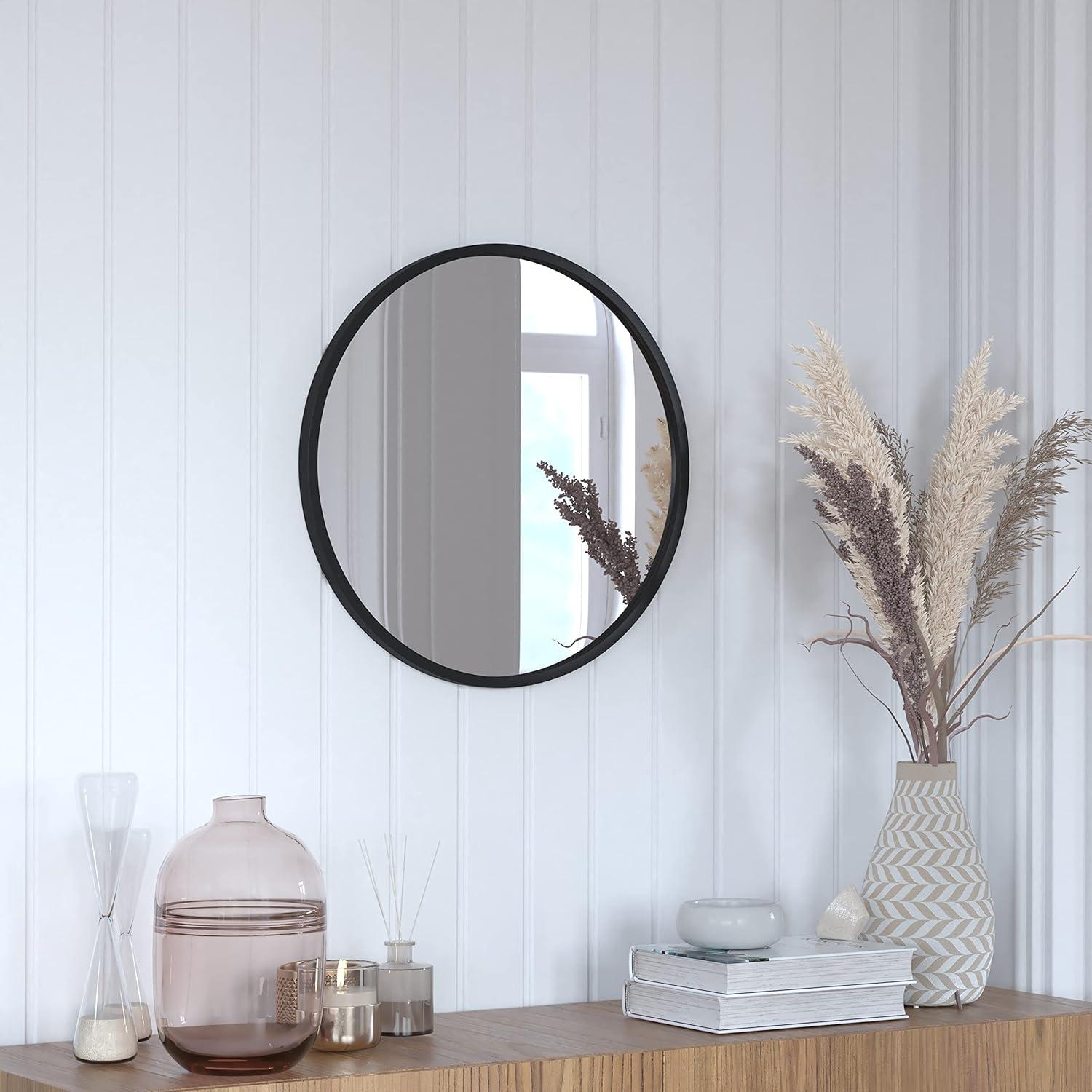 Flash Furniture Julianne 20" x 20" Black Modern Wall Mounted Mirror