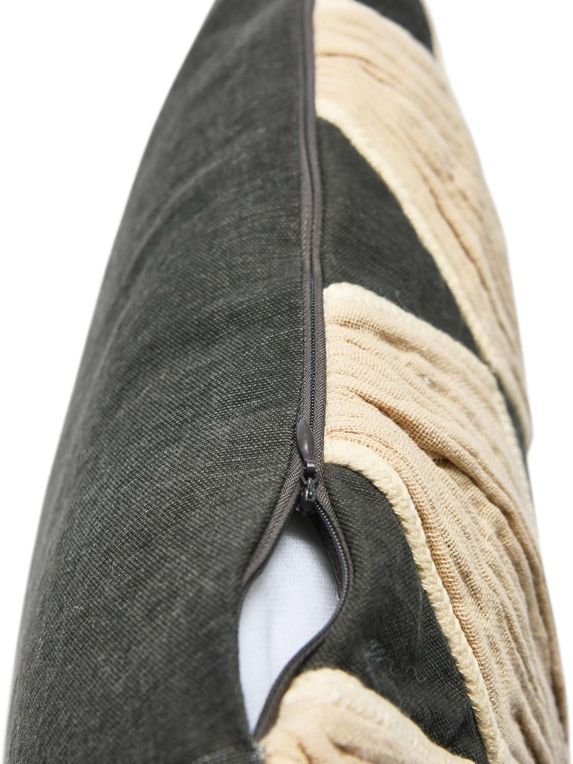 Creative Co-Op Cotton Pillow with Embroidery, Chambray Back