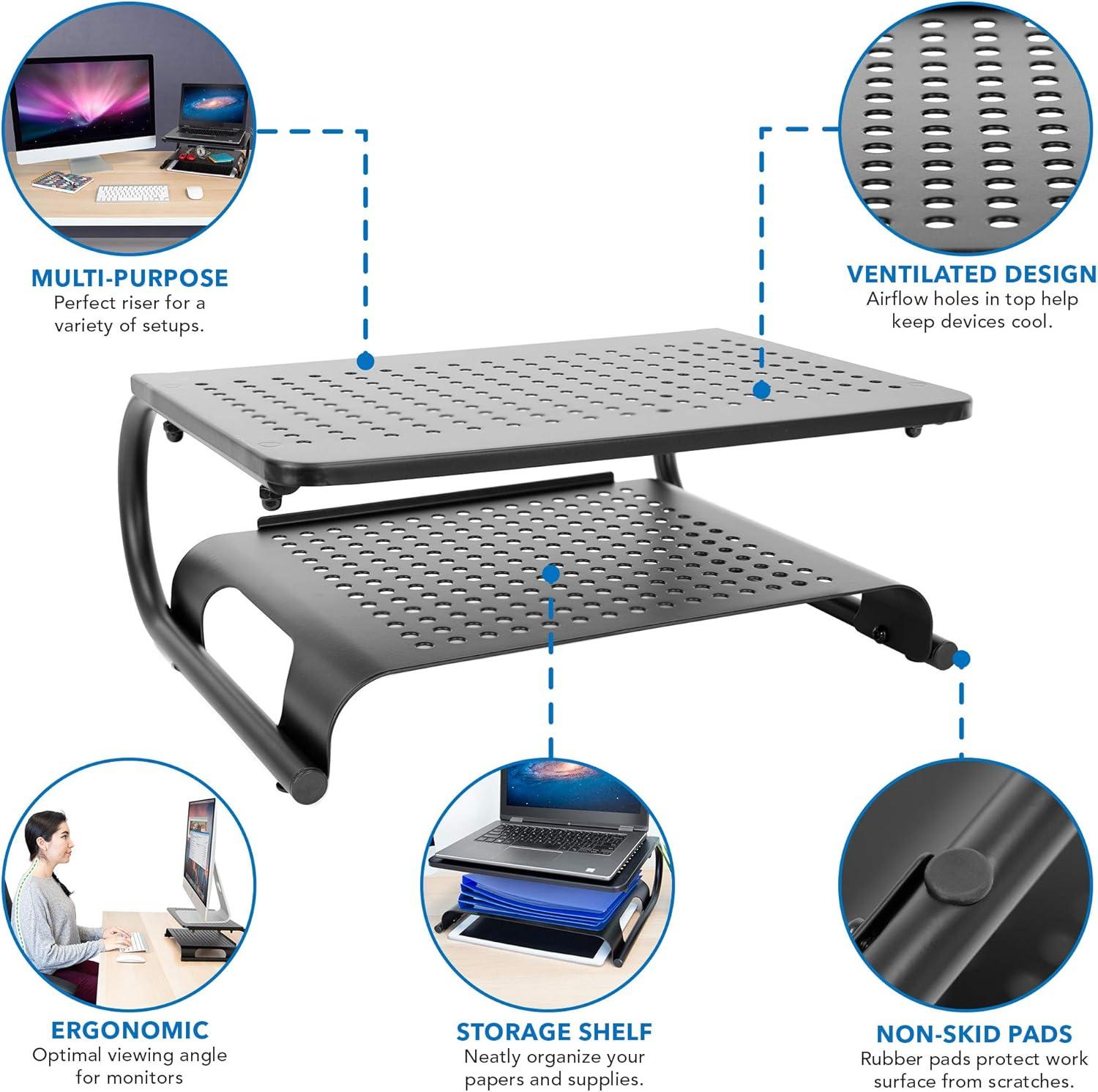 Mount-It! 2 Tier Desk Organizer Riser | Computer Monitor Stand with Keyboard Storage Shelf for Desktops, Laptops, Printers, Home Office Space Saver