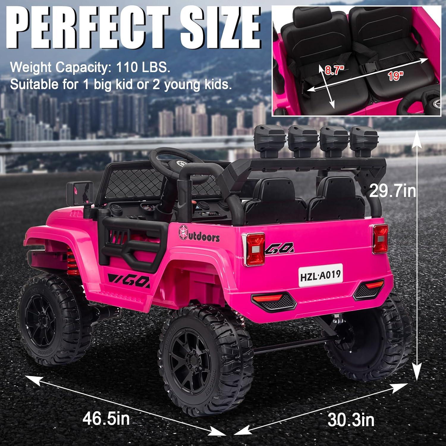 Pink 24V 2-Seater Kids Ride-On Jeep with Remote Control