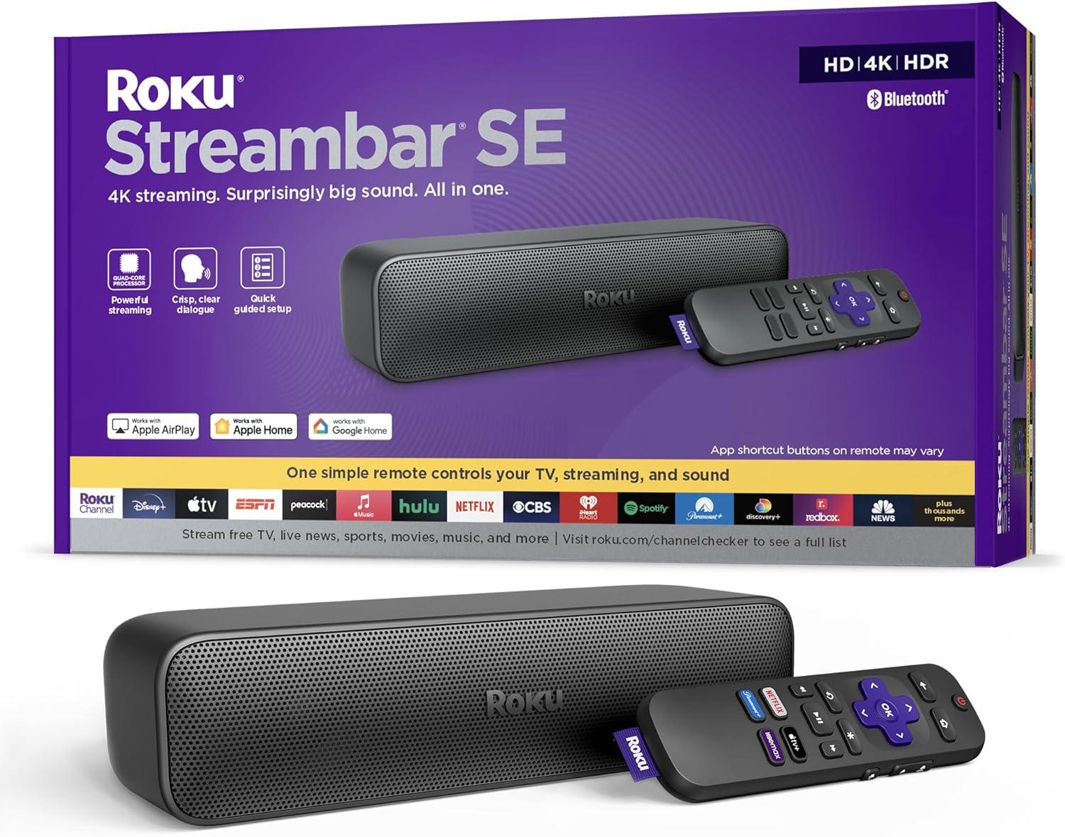 Roku Streambar SE 2-in-1 TV Soundbar with Built-in Streaming, Premium Speakers, & Enhanced Speech Clarity
