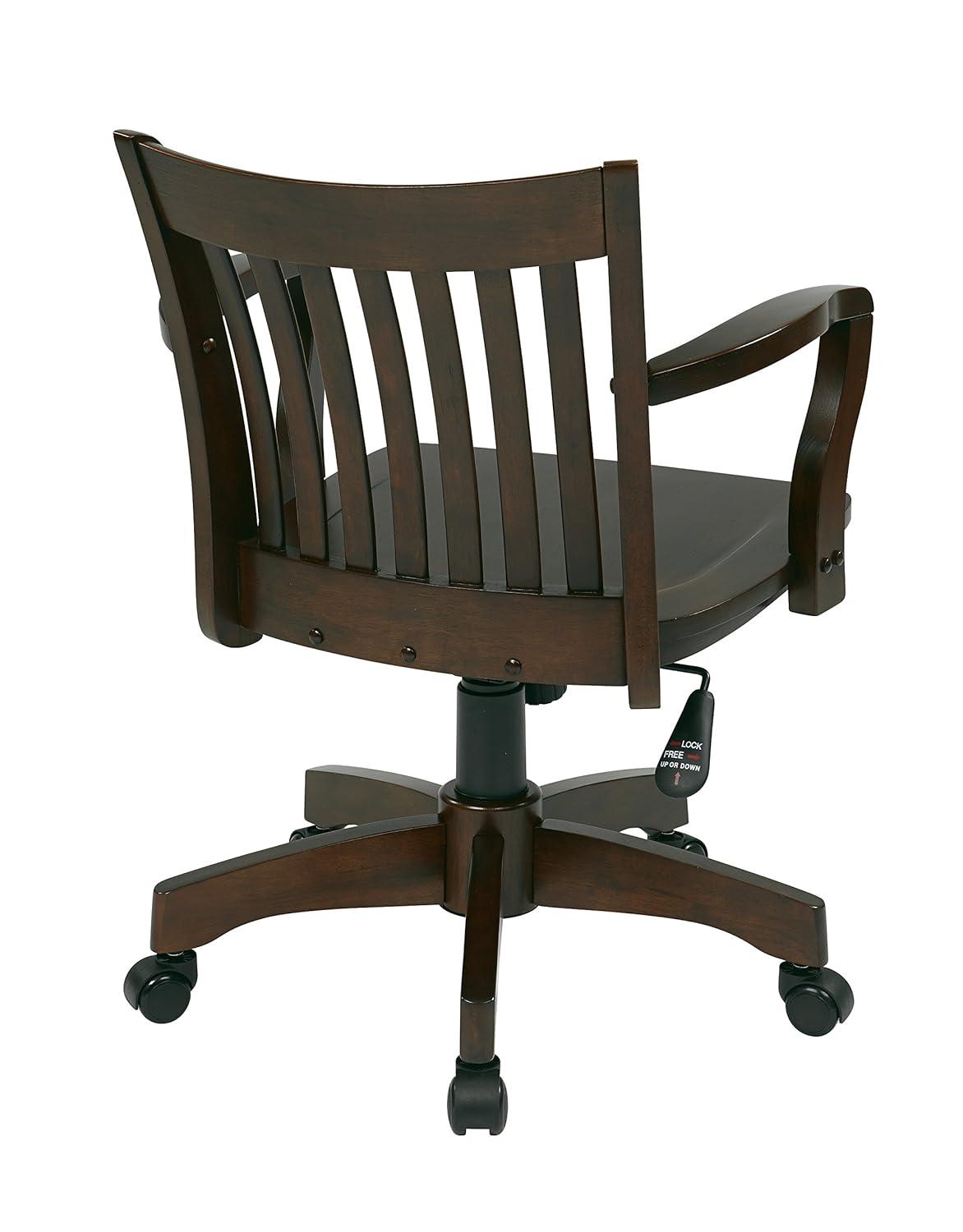 OSP Home Furnishings Deluxe Wood Bankers Chair with Wood Seat in Espresso Wood Finish