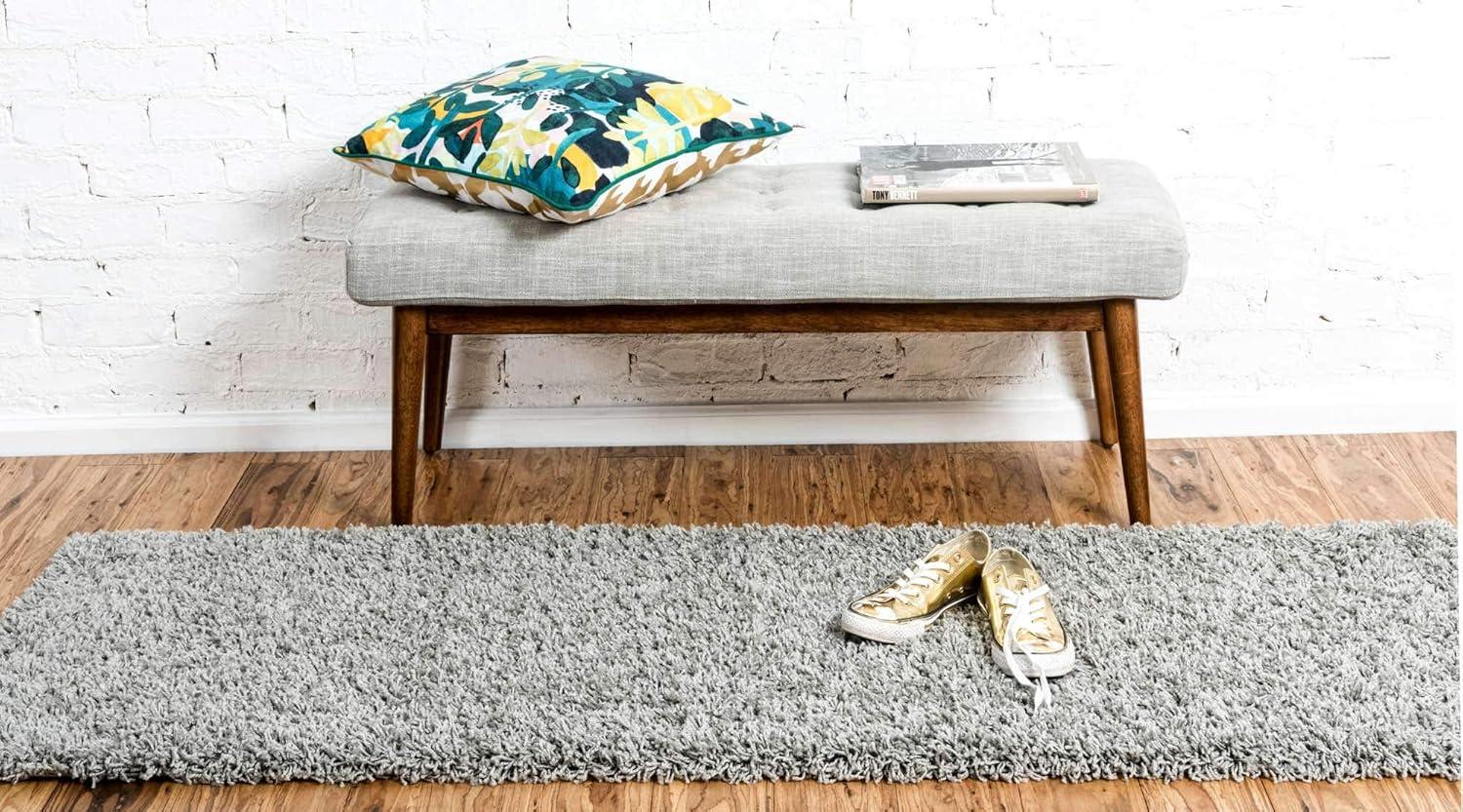 Unique Loom 2' 7 x 10' 0 Solid Shag Cloud Gray Area Rug