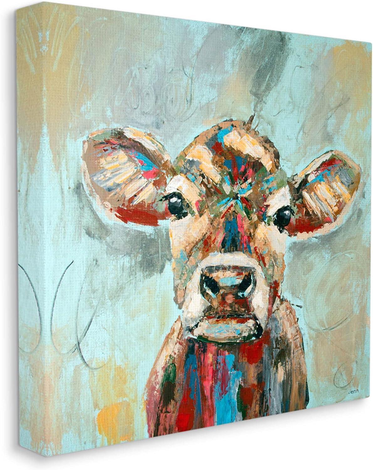 Stupell Industries " Brushed Painting Cow Animal " by Jen Seeley Painting Print