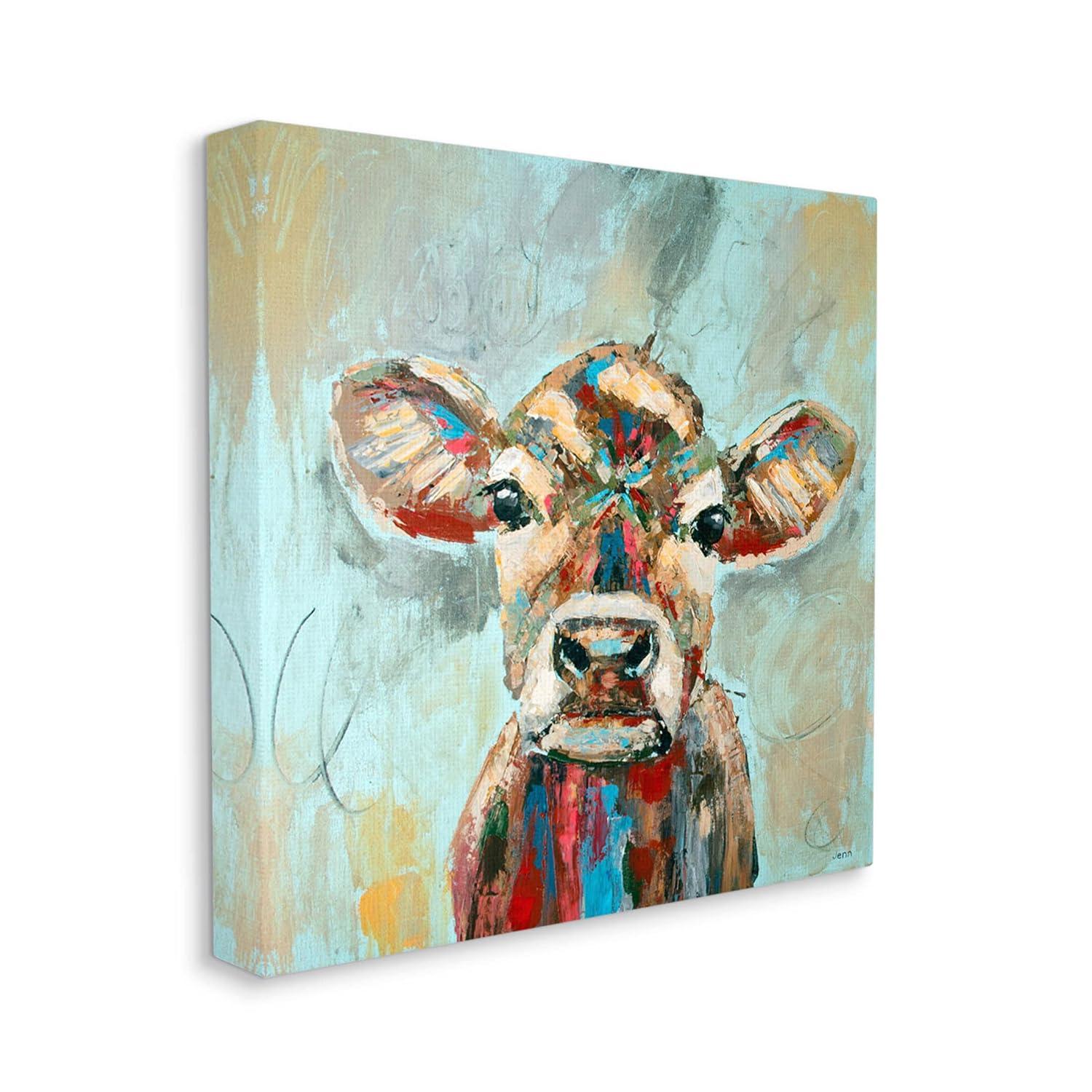 Stupell Industries " Brushed Painting Cow Animal " by Jen Seeley Painting Print