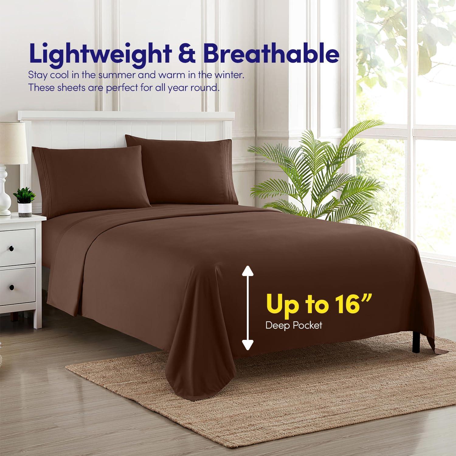 Sweet Home Collection Luxurious Classic Soft Solid 1800 Series Microfiber Sheet Set, Various Colors and Sizes