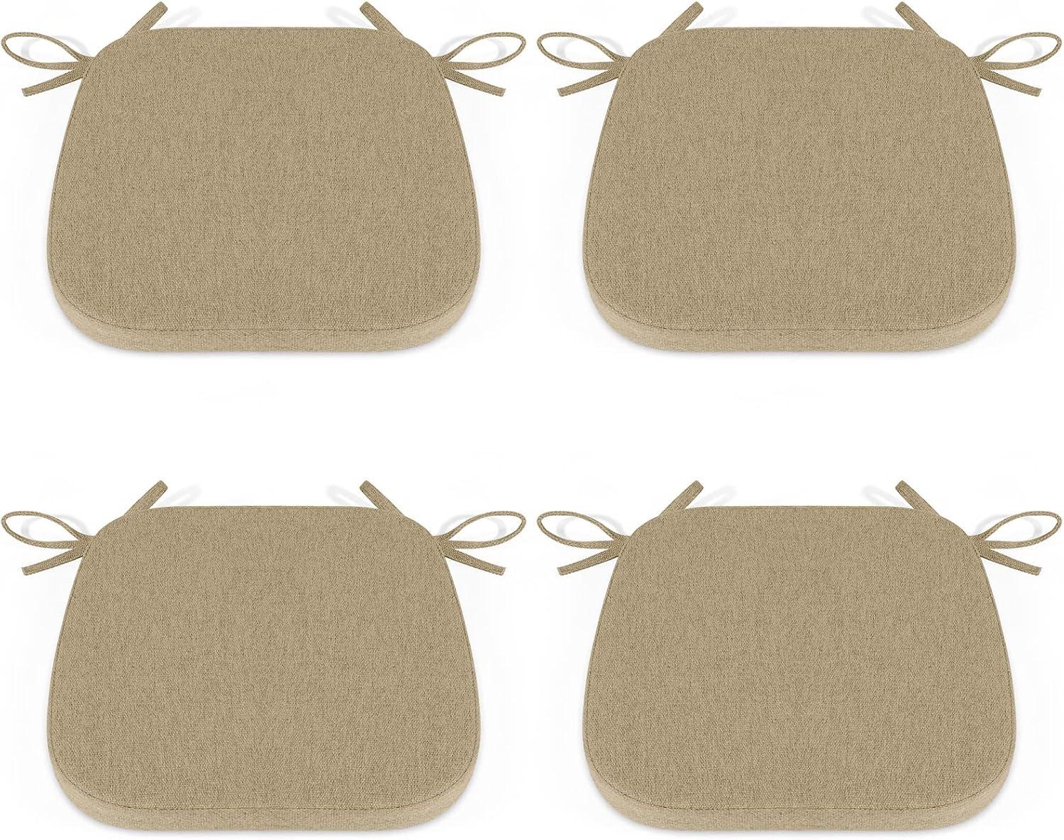 Shinnwa Dining Chair Cushions Set of 4, Non Slip Seat Cushions for Kitchen Chairs with Ties, 4 Pack, 15 x 15.5 inches, Natural Linen