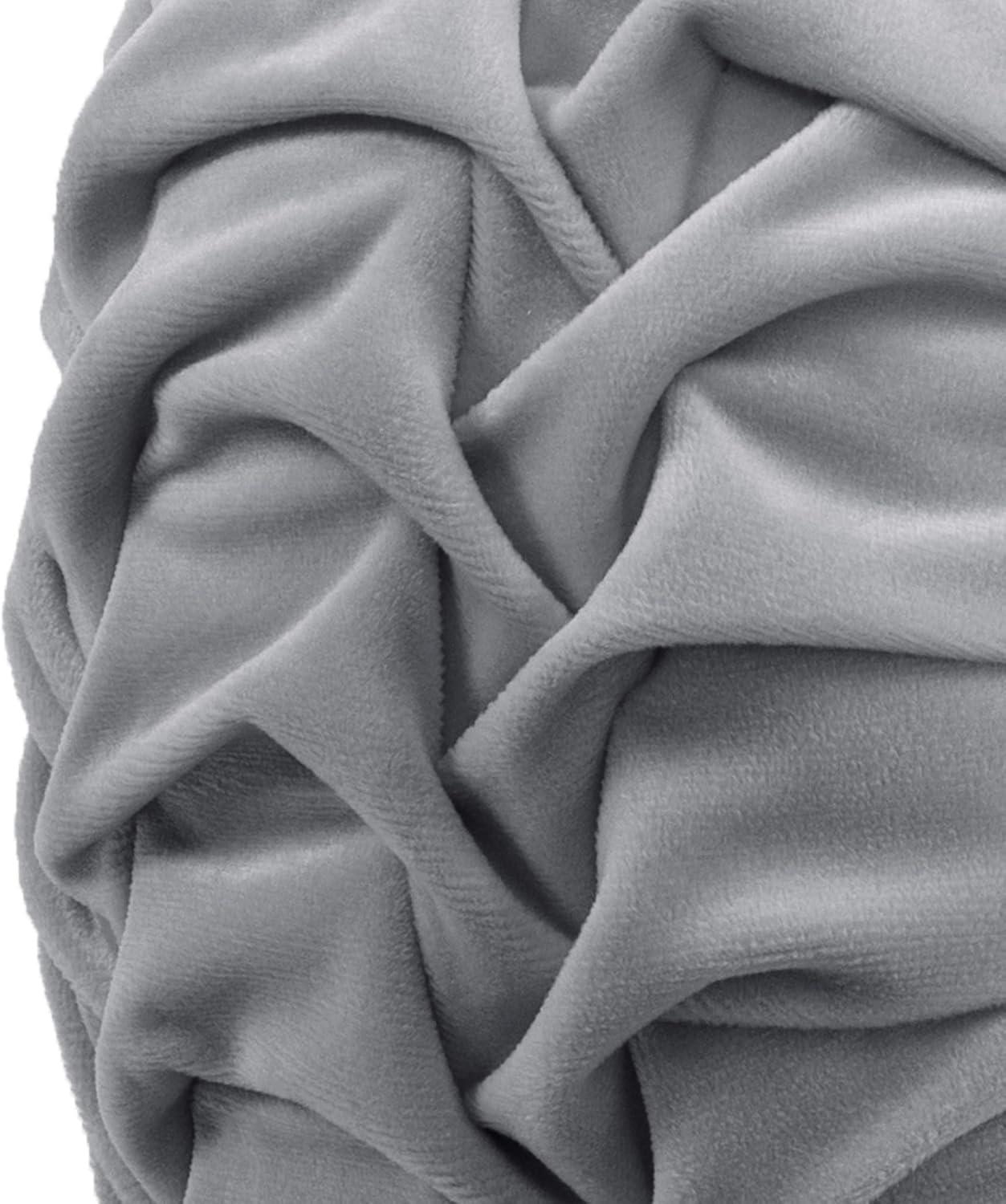 Lush Decor Round Pleated Soft Velvet Decorative Pillow - Dark Gray - Single - 15 Round