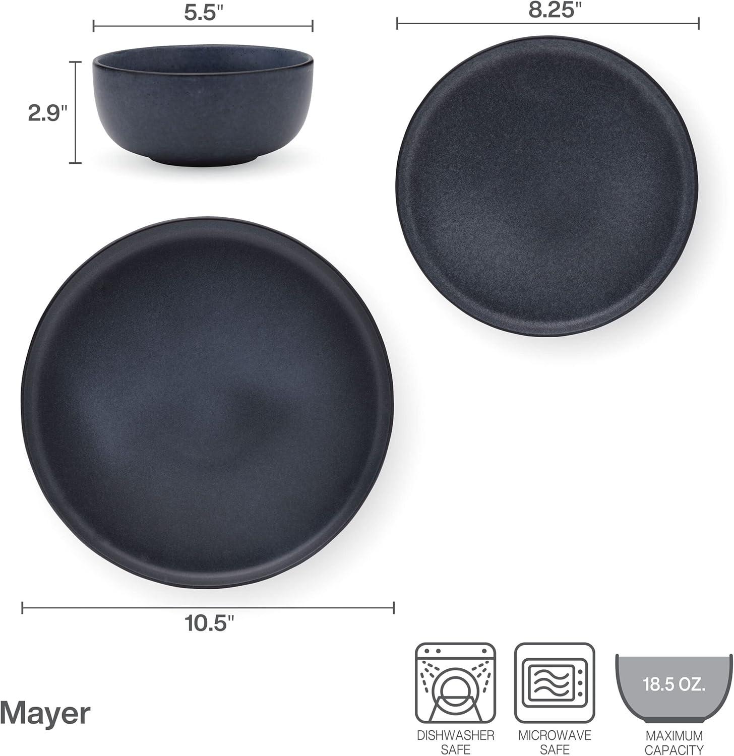 Mayer 12-Piece Stoneware Dinnerware Set, Service for 4