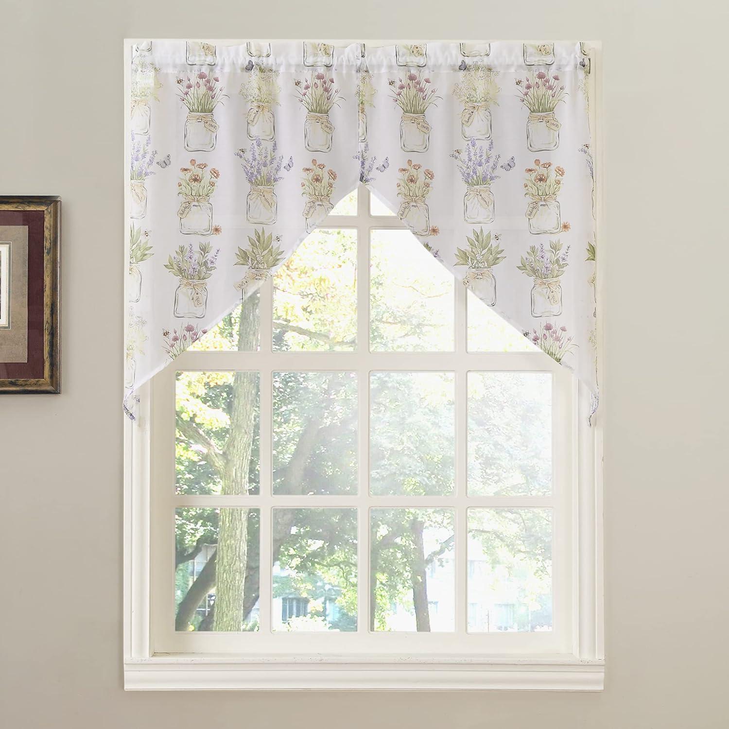 54"x38" No. 918 Eves Garden Kitchen Window Swag Valance White