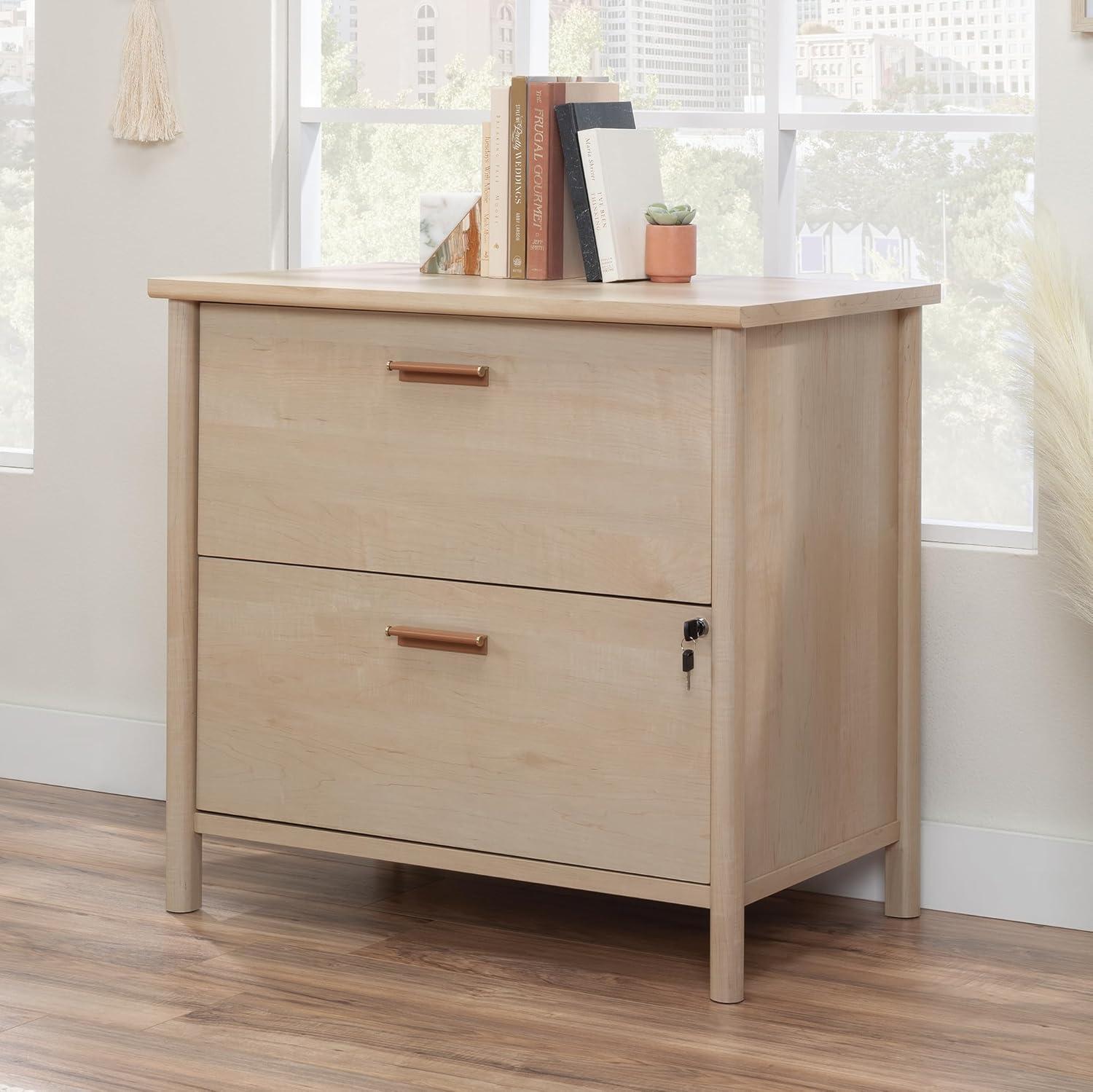 Natural Maple 2-Drawer Lockable Lateral File Cabinet