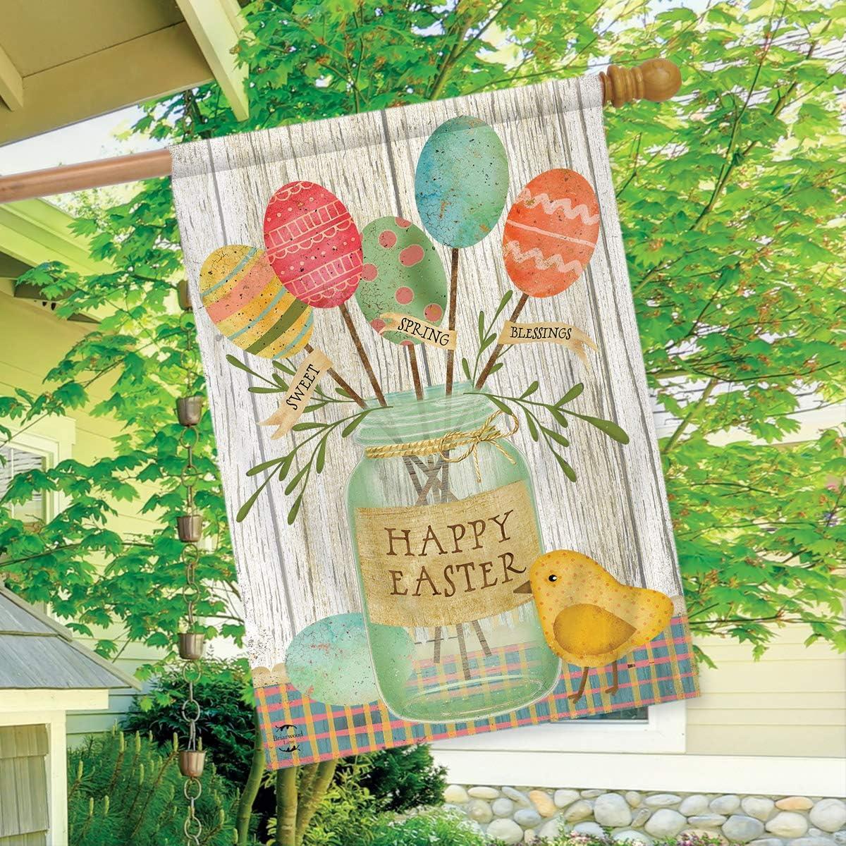 Spring Egg Bouquet Easter House Flag Primitive Chick 28" x 40" Briarwood Lane