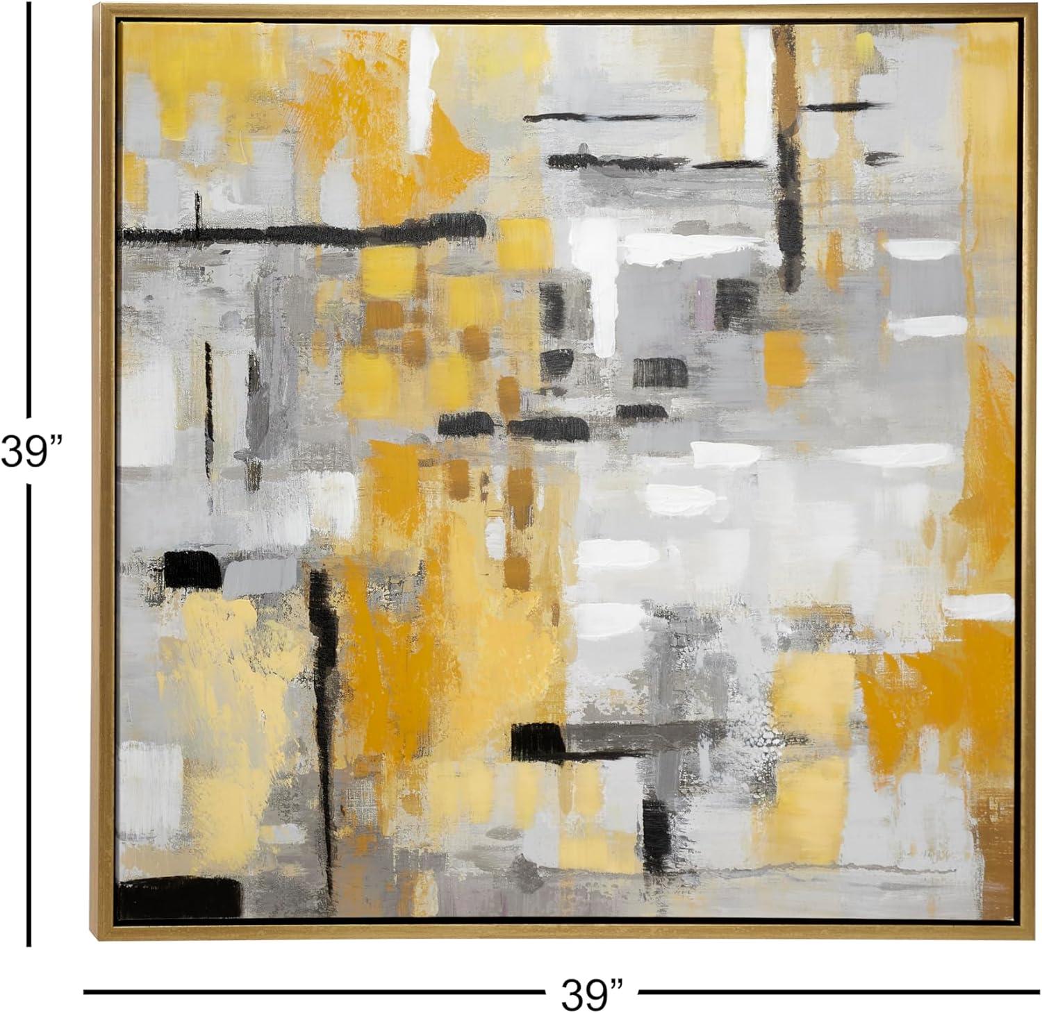 40" x 40" Abstract Framed Wall Art with Gold Frame, by DecMode