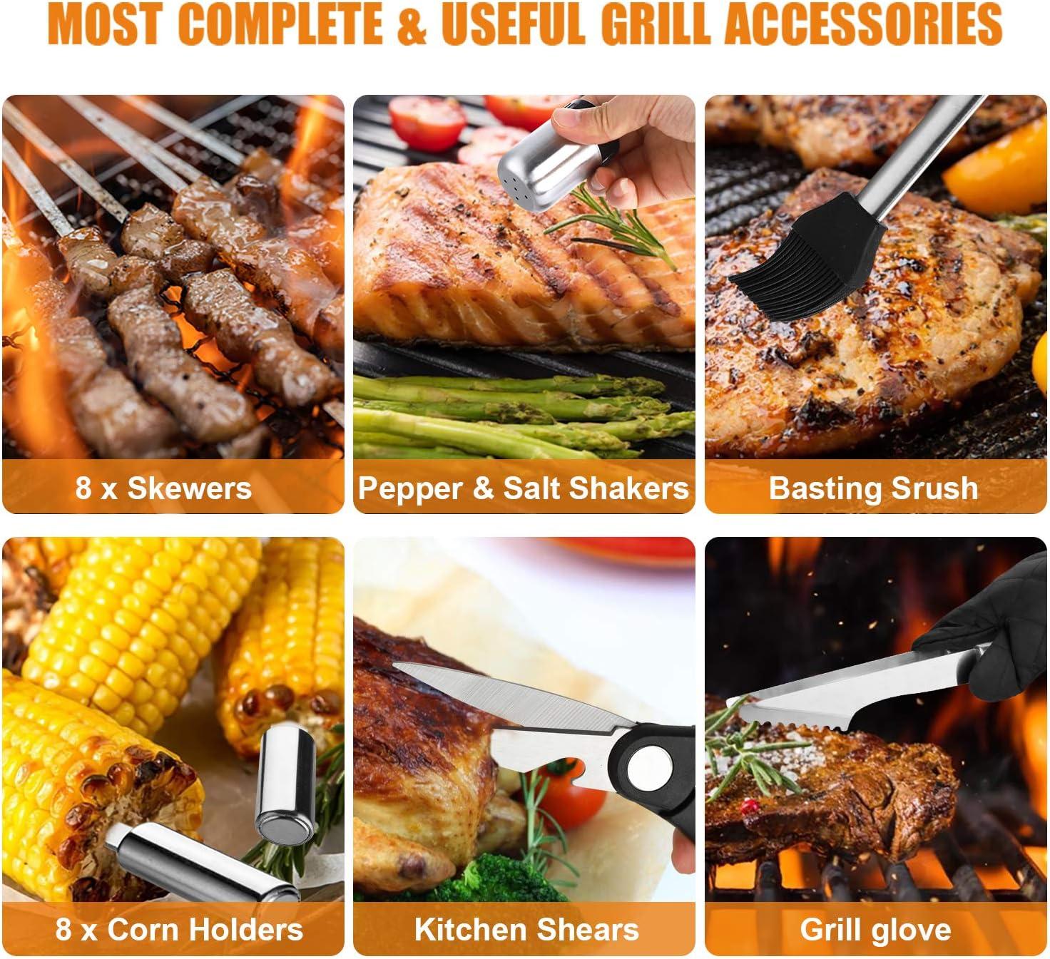 38-Piece Stainless Steel BBQ Grill Tool Set with Aluminum Case