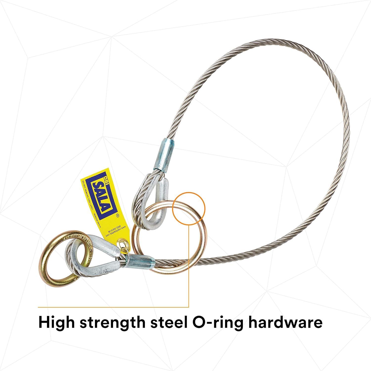 3M DBI-SALA 5900550 Anchorage Connector, 4' Cable Tie-Off Adaptor, Pass-Thru Type, Silver