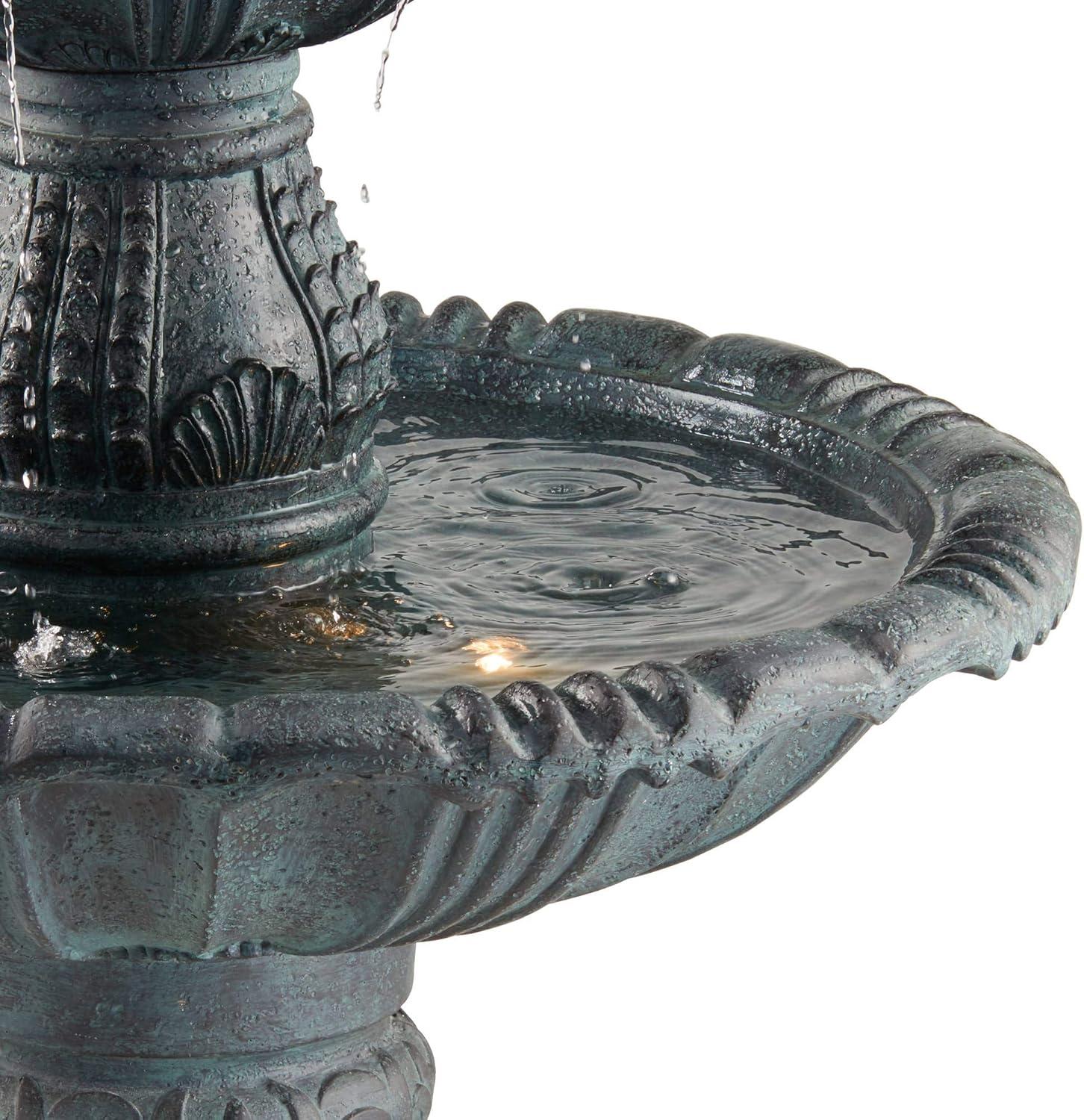 Hampton Slate 4-Tier Outdoor Water Fountain with LED Light