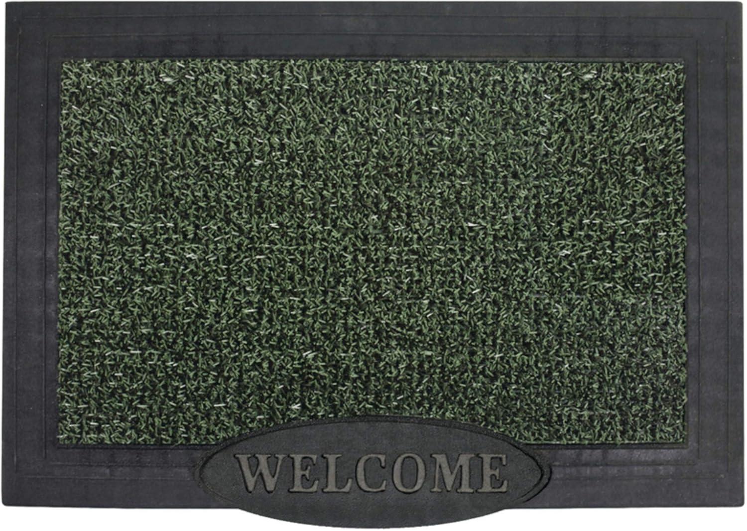 GrassWorx Clean Machine Big Welcome Doormat, 24" x 36", Evergreen (10372051)