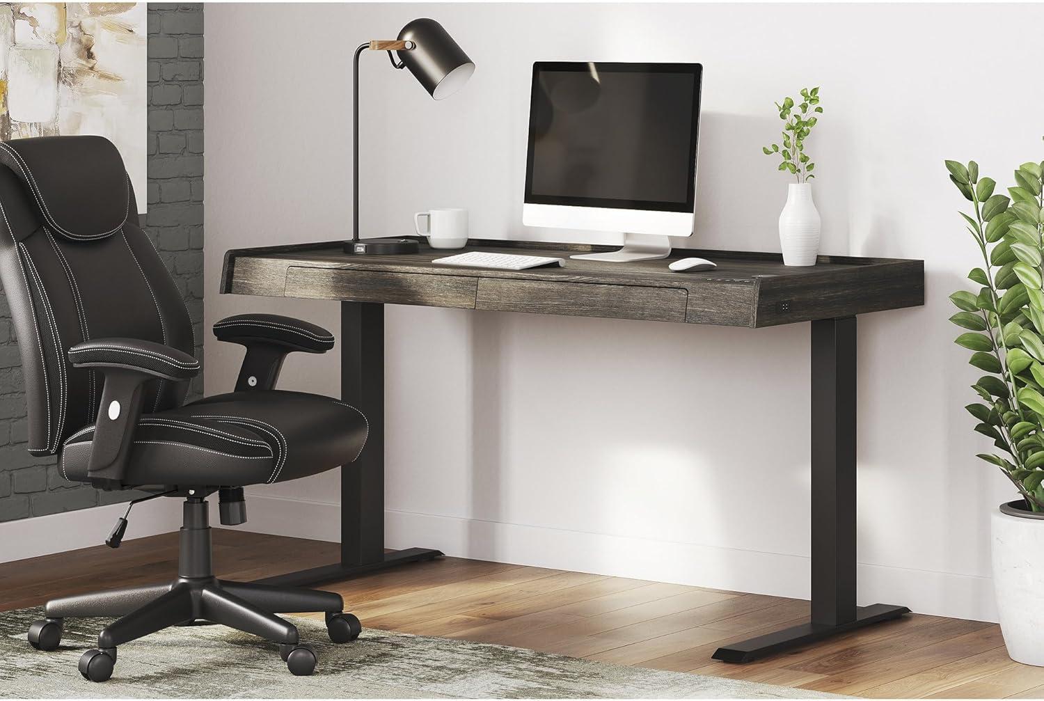 Signature Design by Ashley Contemporary Zendex 55" Adjustable Height Desk, Dark Brown