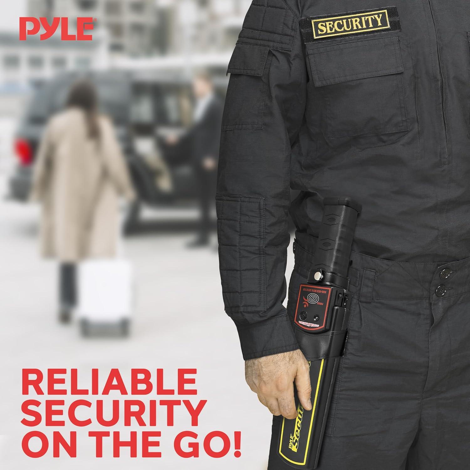 PYLE Handheld Metal Detector Security Wand - Portable Battery Operated Super Security Scanner w/ Adjustable Sensitivity, Sound Vibration Alerts, Detects Weapons, Knives & Other Metal Objects - PMD38