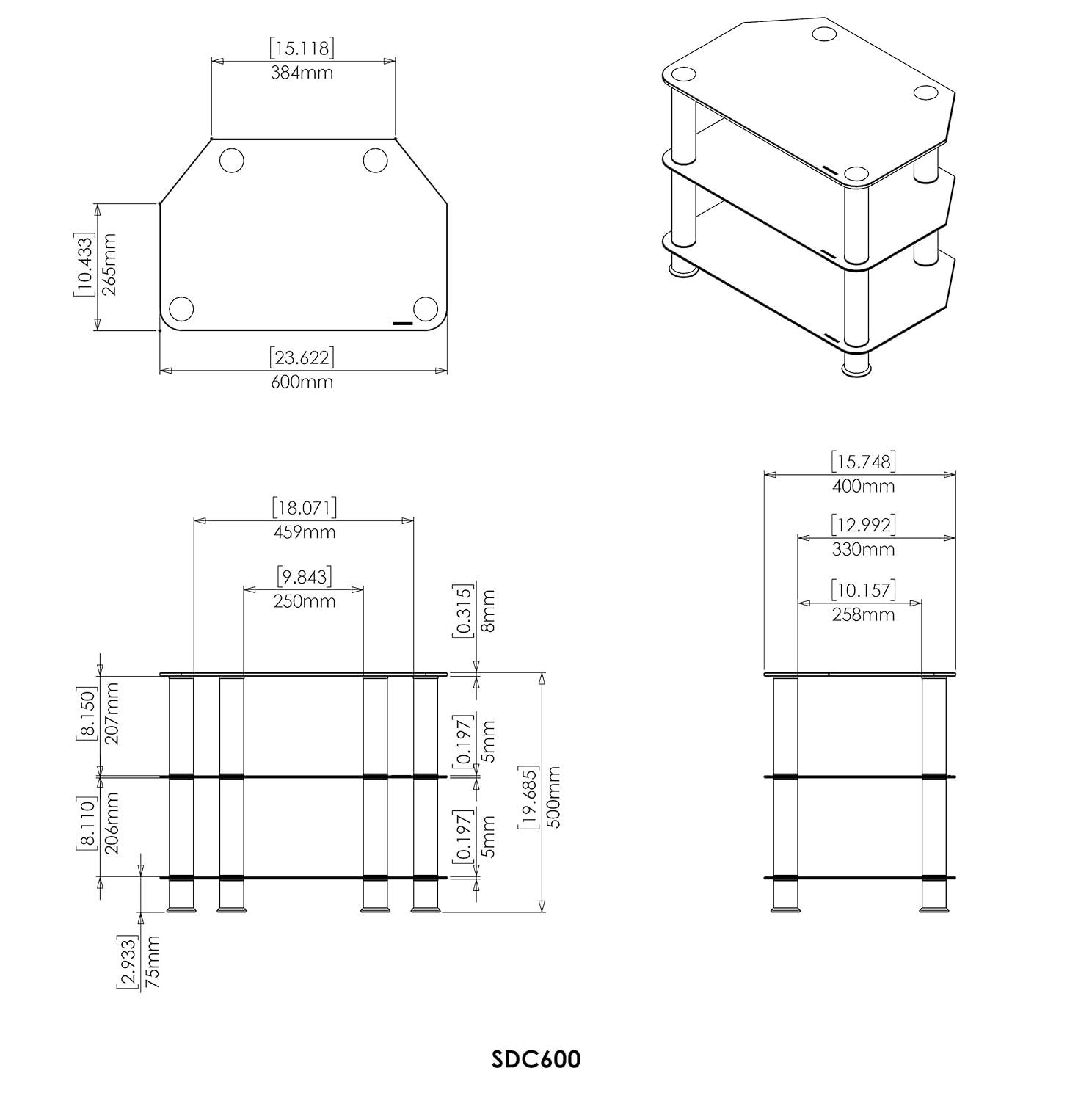 AVF Transitional Steel and Glass TV Stand for up to 32" TVs in Black/Chrome