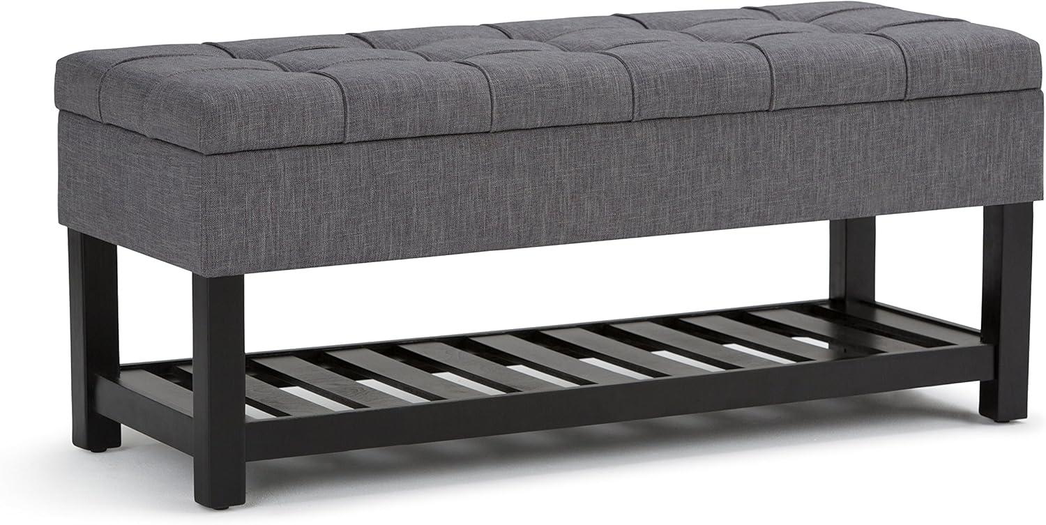Simpli Home Saxon 43"W Tufted Transitional Storage Ottoman Bench with with Lift-Top Lid