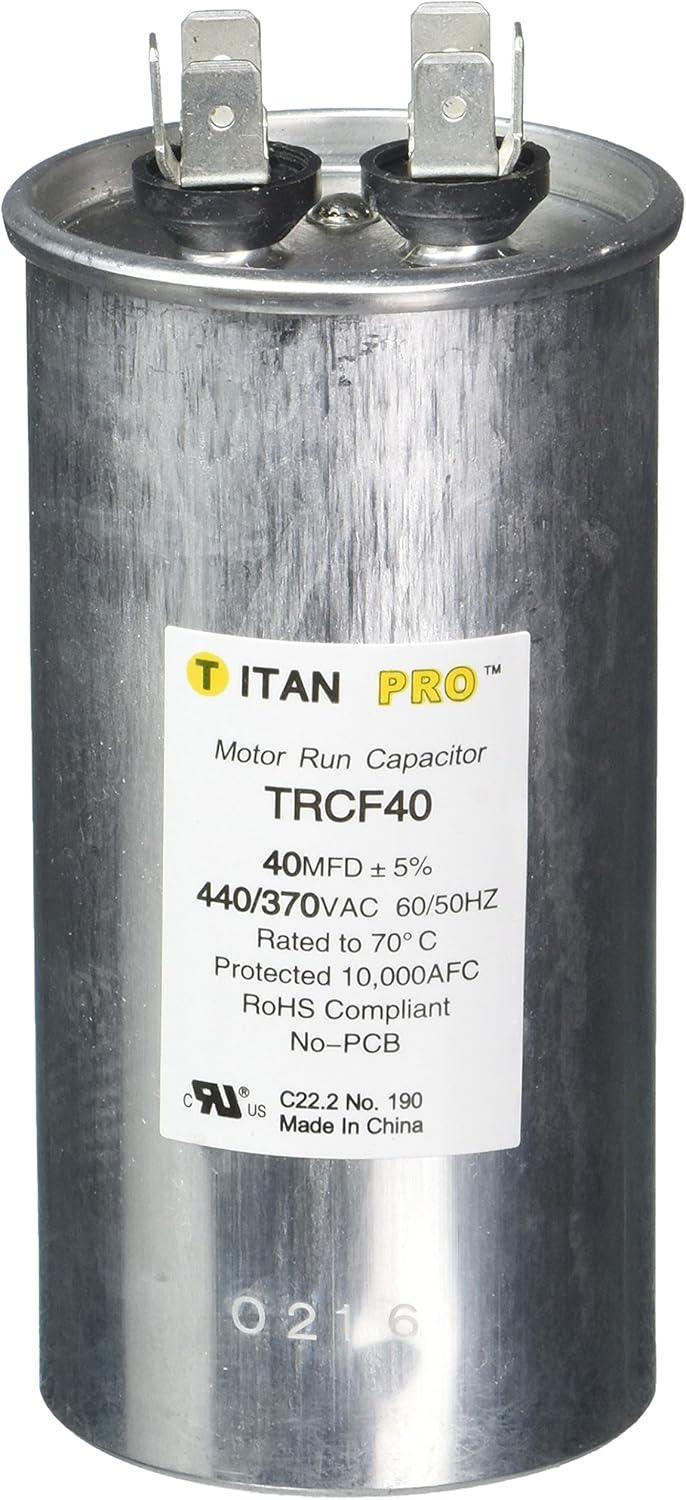 Titan Pro 40 MFD 440/370V AC Round Aluminum Motor Run Capacitor