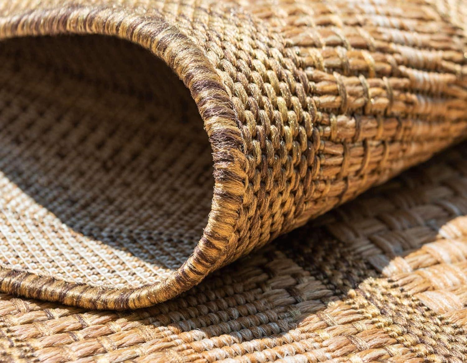 Unique Loom 2' 2 x 3' 0 Tan Outdoor Border Multi Border Area Rug