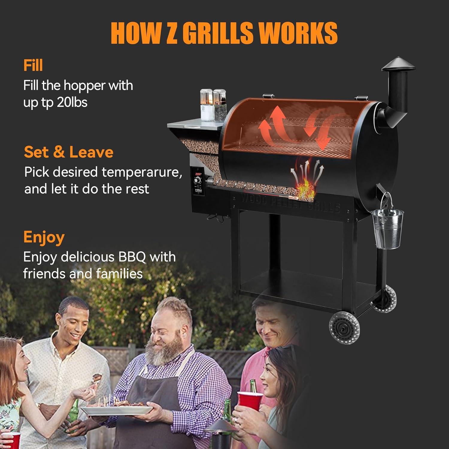 Silver Stainless Steel 8-in-1 Wood Pellet Grill with Rotisserie