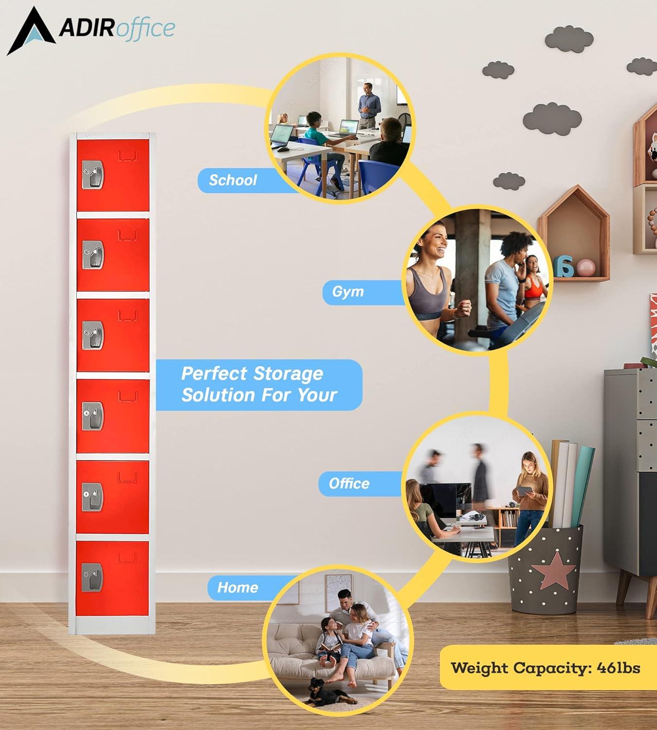 12'' Wide Steel 6-Tier School and Gym Locker