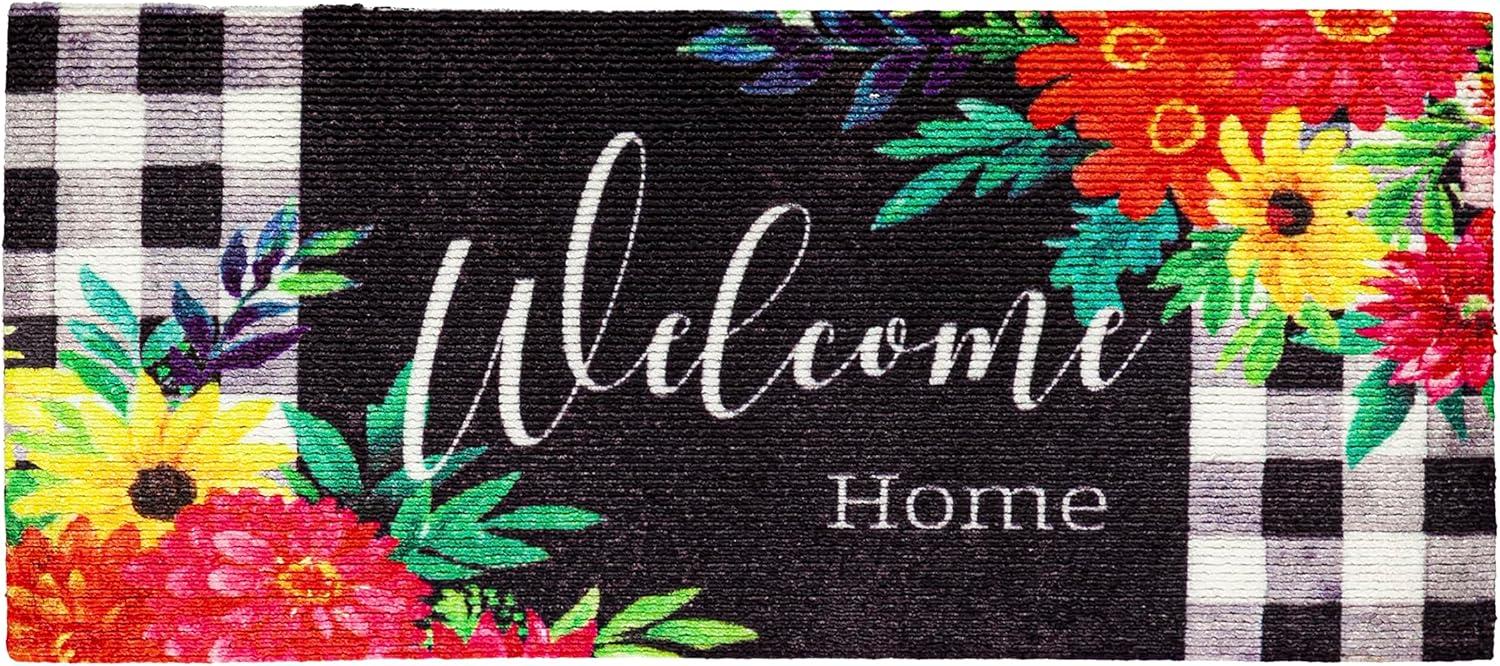 Evergreen Summer Bloom Textured Sassafras Indoor Outdoor Switch Doormat 1'10"x10" Multicolored