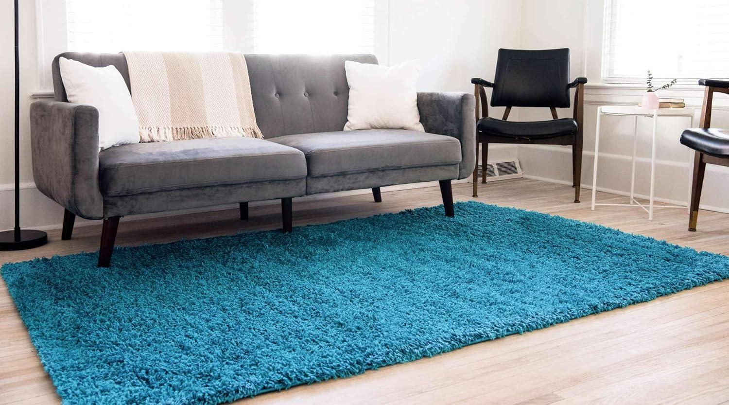 Unique Loom 8' 0 x 10' 0 Solid Shag Turquoise Area Rug