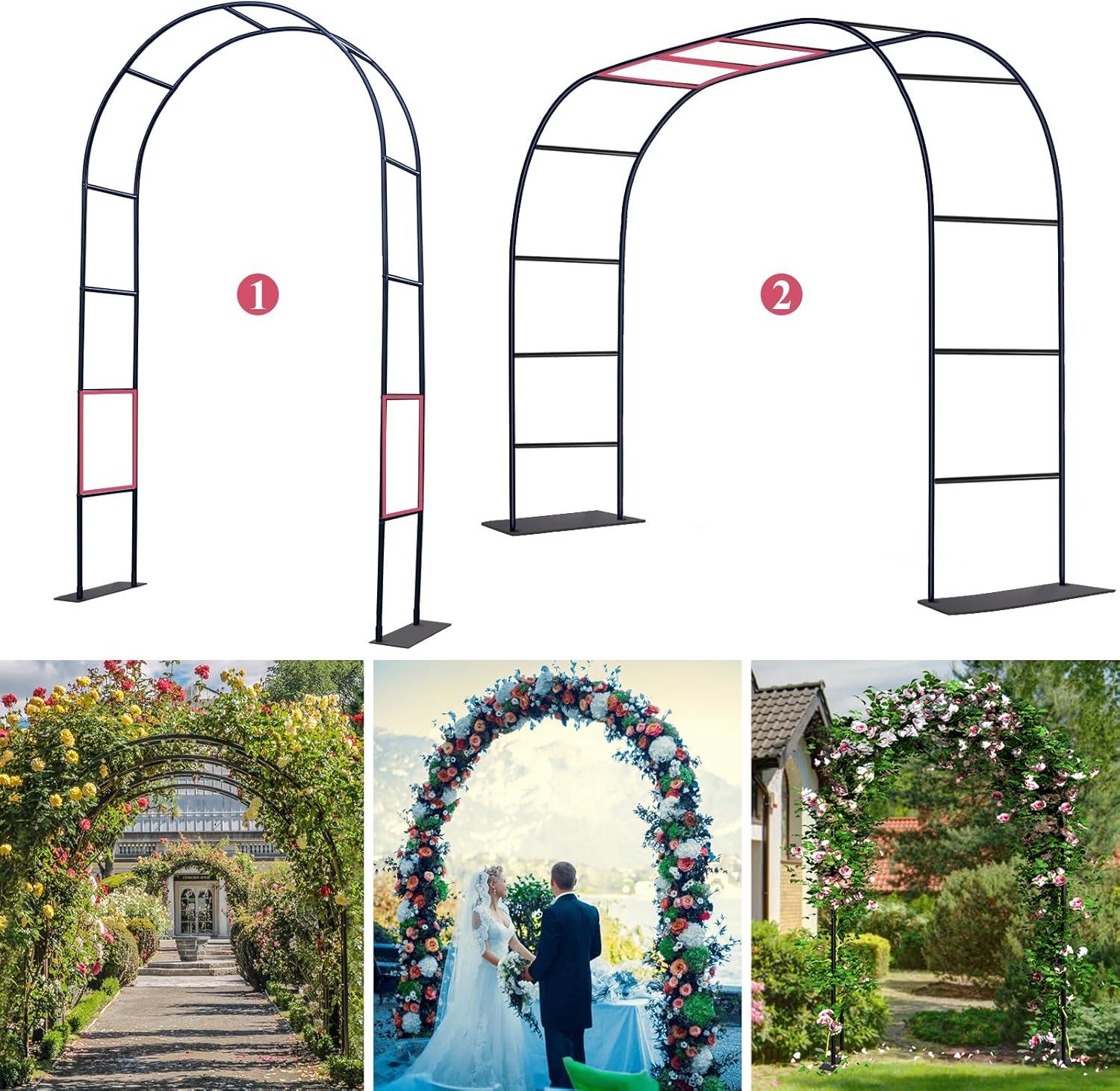 Thickened Tube Garden Arch Trellis - 4.6ft Wide x 7.9ft High or 7.6ft Wide x 6.4ft High - Garden Trellis for Climbing Plants - Stable Garden Arbor, Wedding Arch Decorations, Birthday Party Decoration