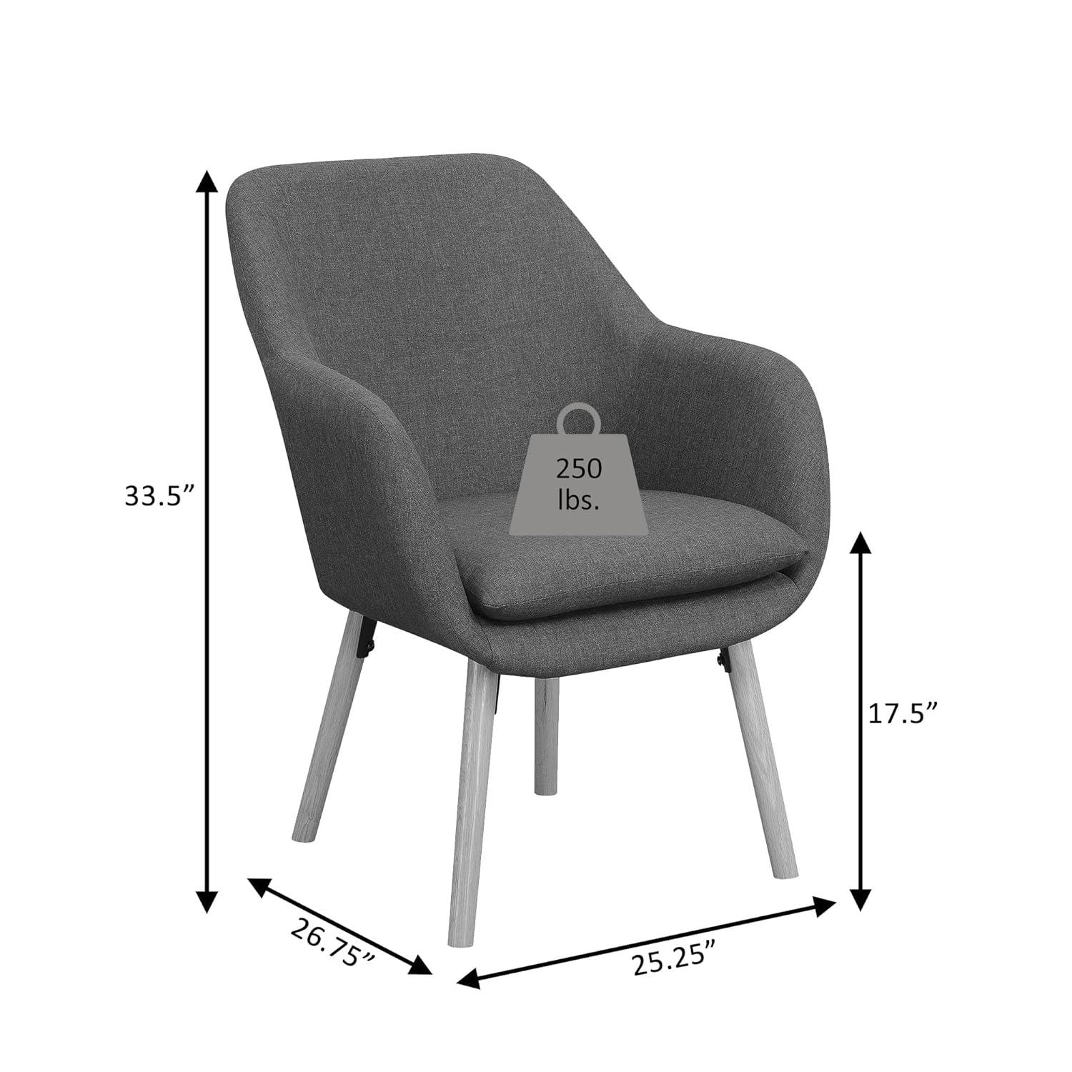 Convenience Concepts Take a Seat Charlotte Wingback Upholstered Accent Armchair, Denim Blue Fabric