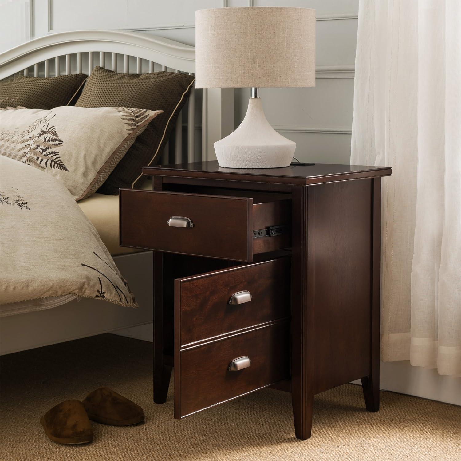 Leick Home 10522 Laurent Nightstand with Drawer, Door with USB-C Fast Charging Station and AC/USB Outlet, Chocolate Cherry
