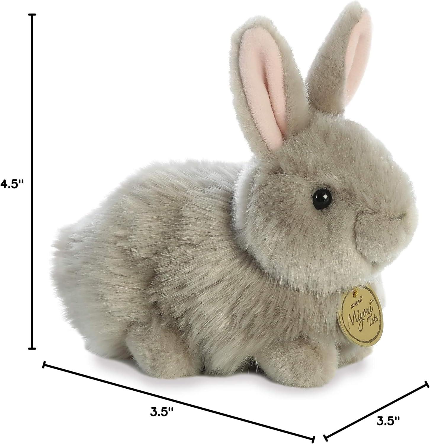 Aurora Small Angora Bunny Miyoni Realistic Stuffed Animal Grey 7.5"