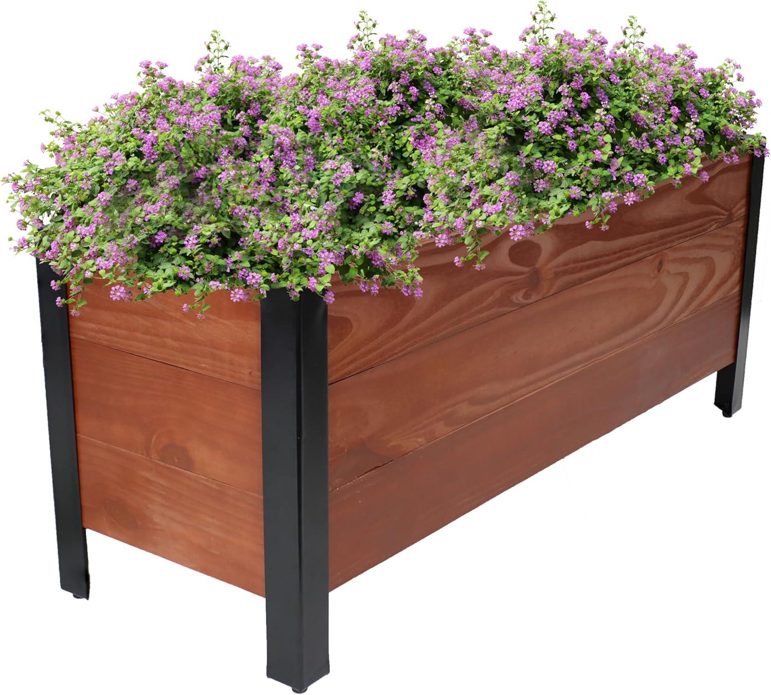 Roxey Acacia Wood Rectangular Raised Garden Bed Planter Box - 37" x 13" x 14.75"