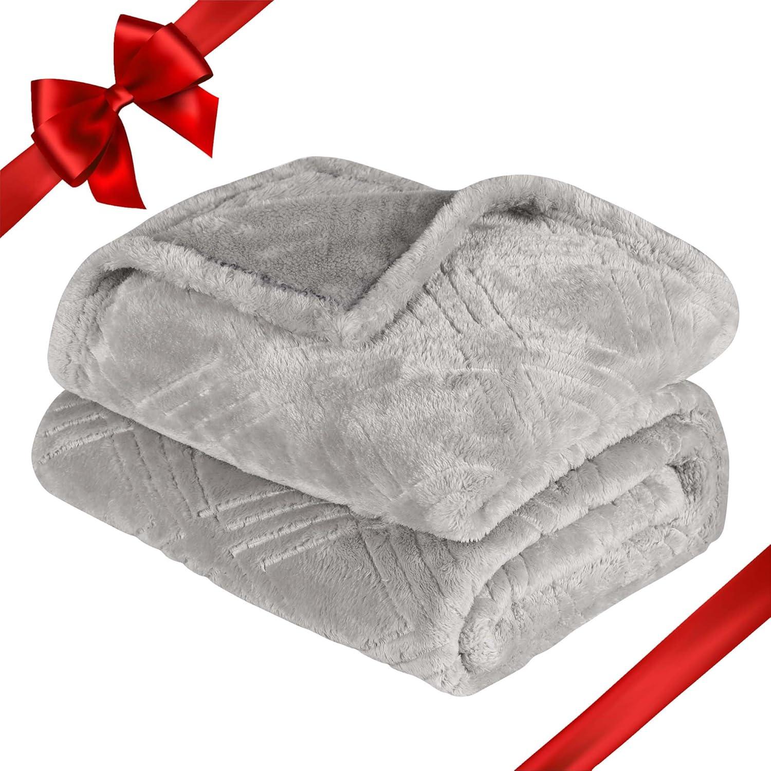 Superior Alaska Fleece Diamond Fluffy Blanket, King, Platinum