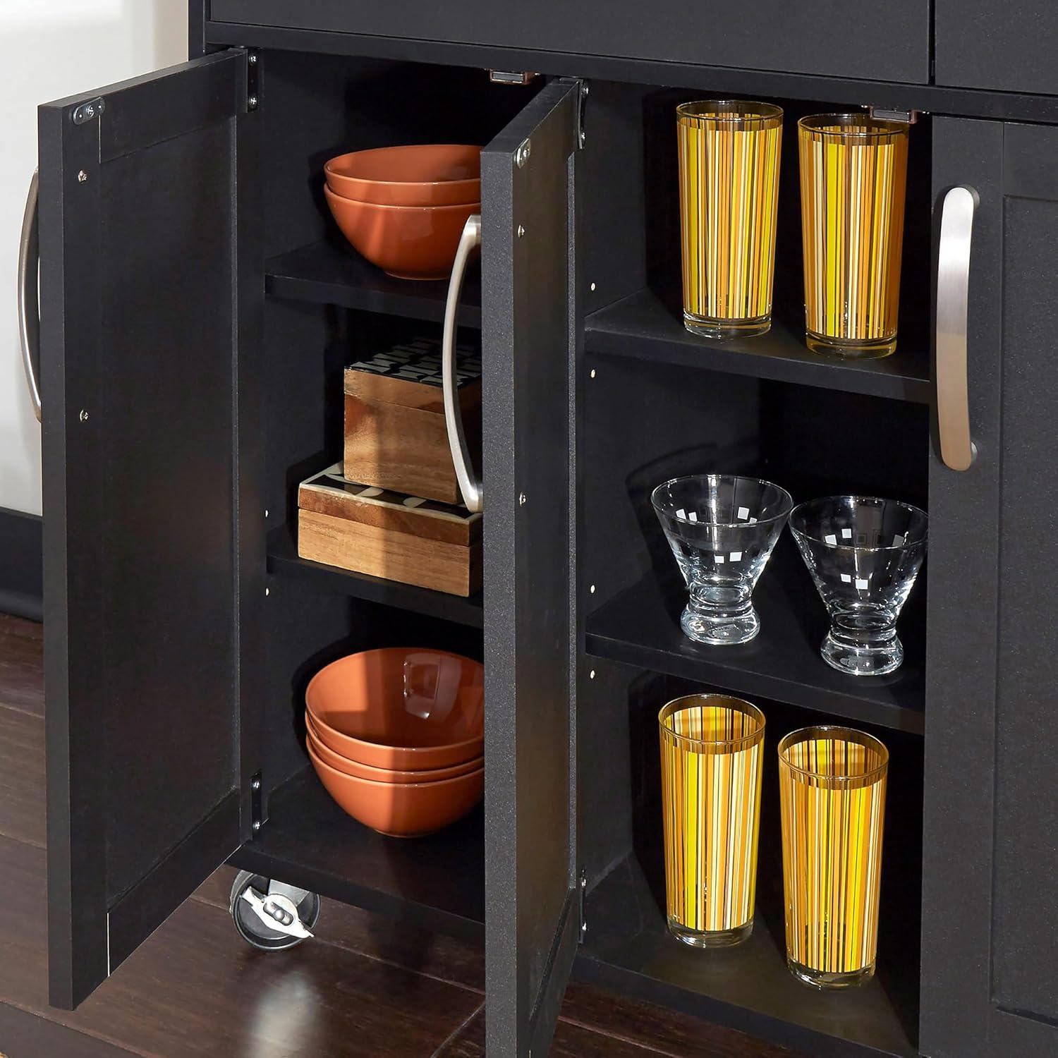 Homestyles Storage Plus Wood Kitchen Cart in Black