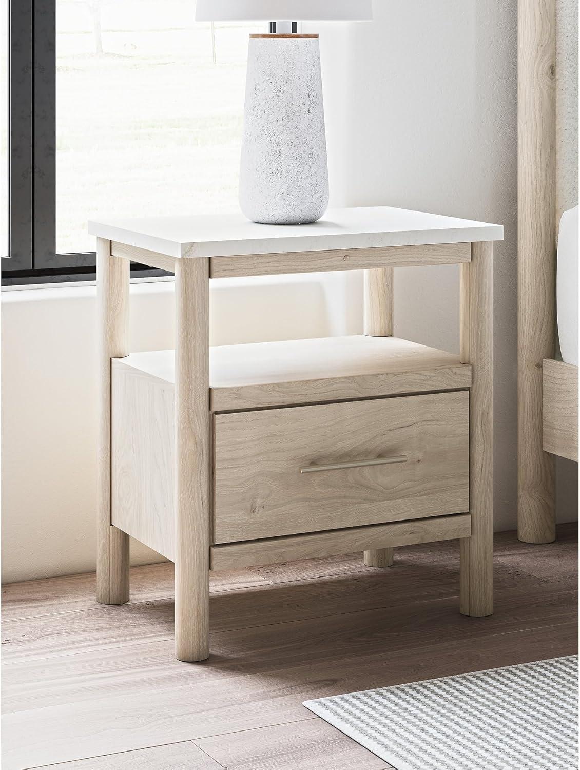 Signature Design by Ashley Cadmori Nightstand with Light and Wireless Charging, Two-Tone Brown