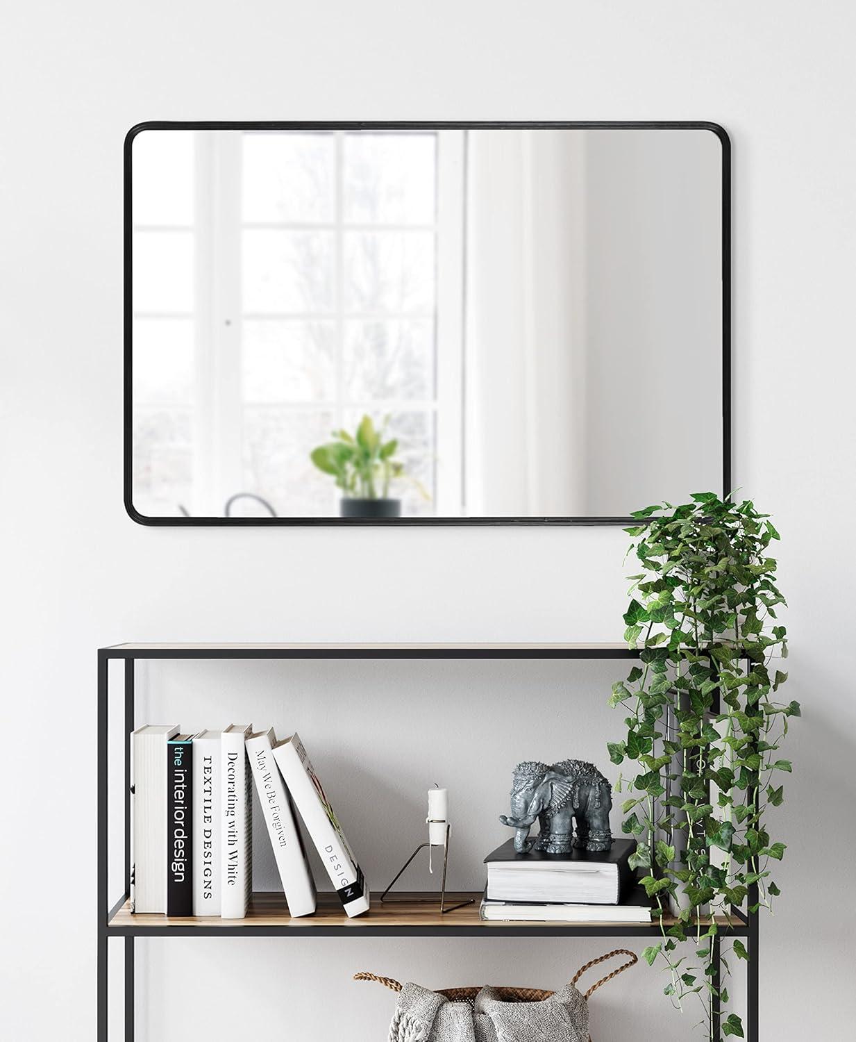 Kate and Laurel Caskill Rectangle MDF Rectangle Mirror, 24x36, Black