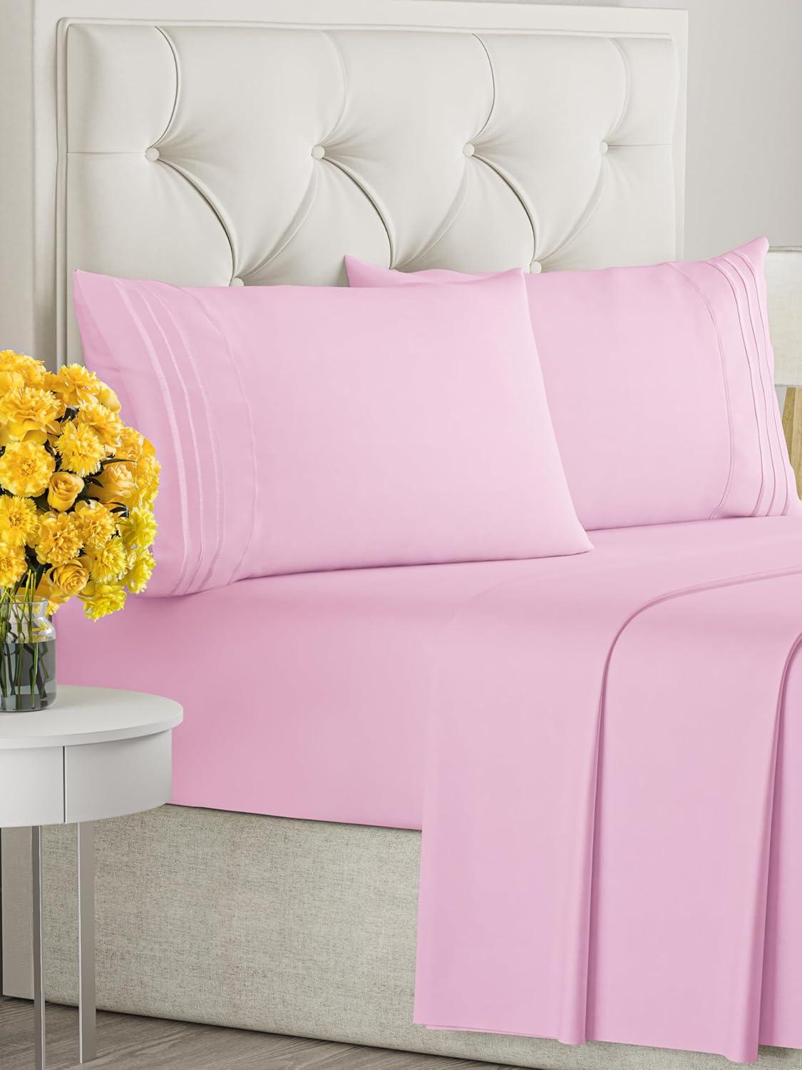 Solid 4 Piece Bed Sheet Set - Ultra Soft and Breathable Sheets - CGK Linens