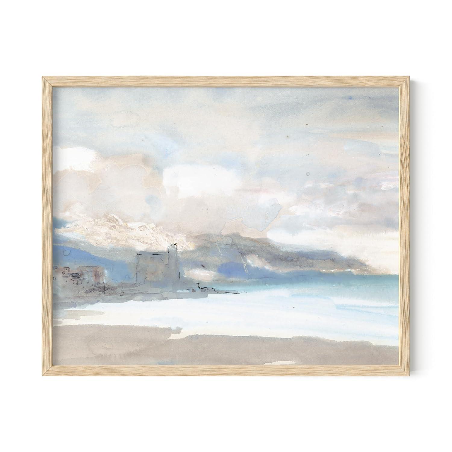 HAUS AND HUES Framed Coastal Wall Art – Bedroom and Living Room Masterpieces, Coastal Farmhouse Decor (Beige Frame, 11x14)