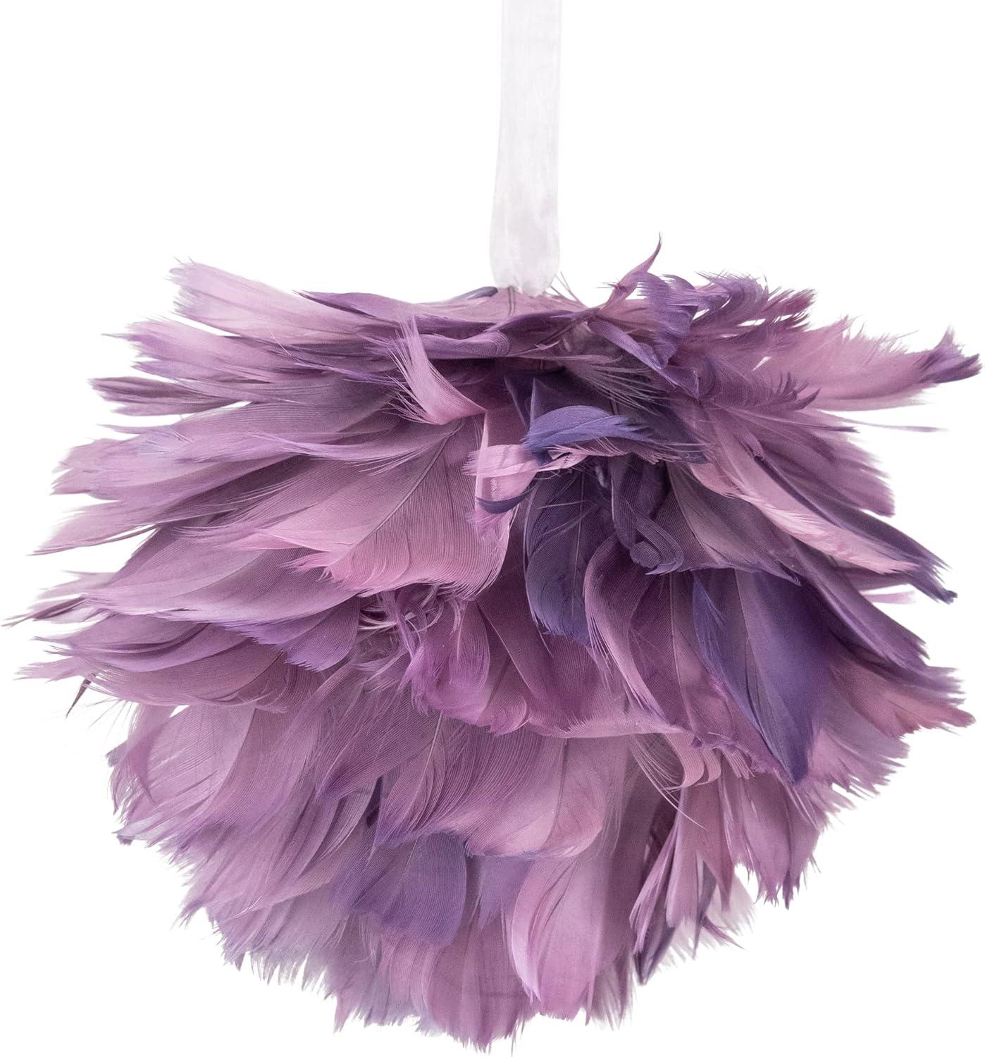 6" Light Purple Feather Christmas Ball Ornament