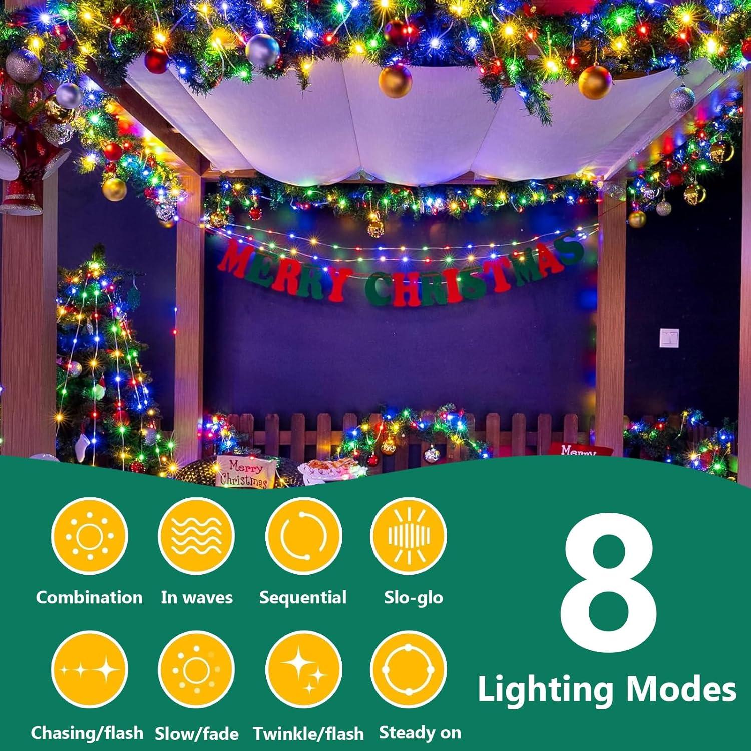 Multicolor 328FT LED Outdoor Christmas Tree Lights with Remote